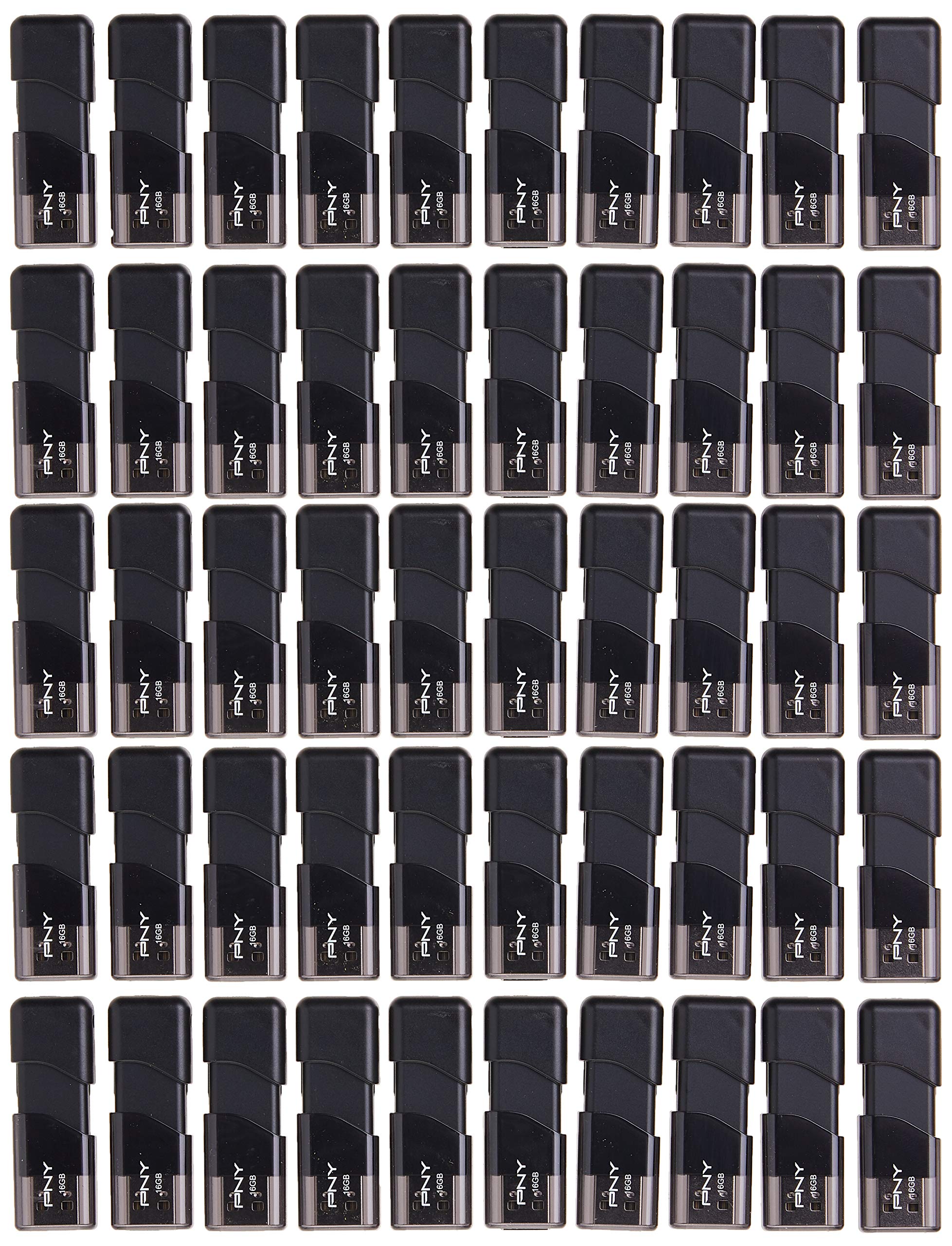 PNY 16GB Attach   3 USB 2.0 Flash Drive, 50-Pack, black