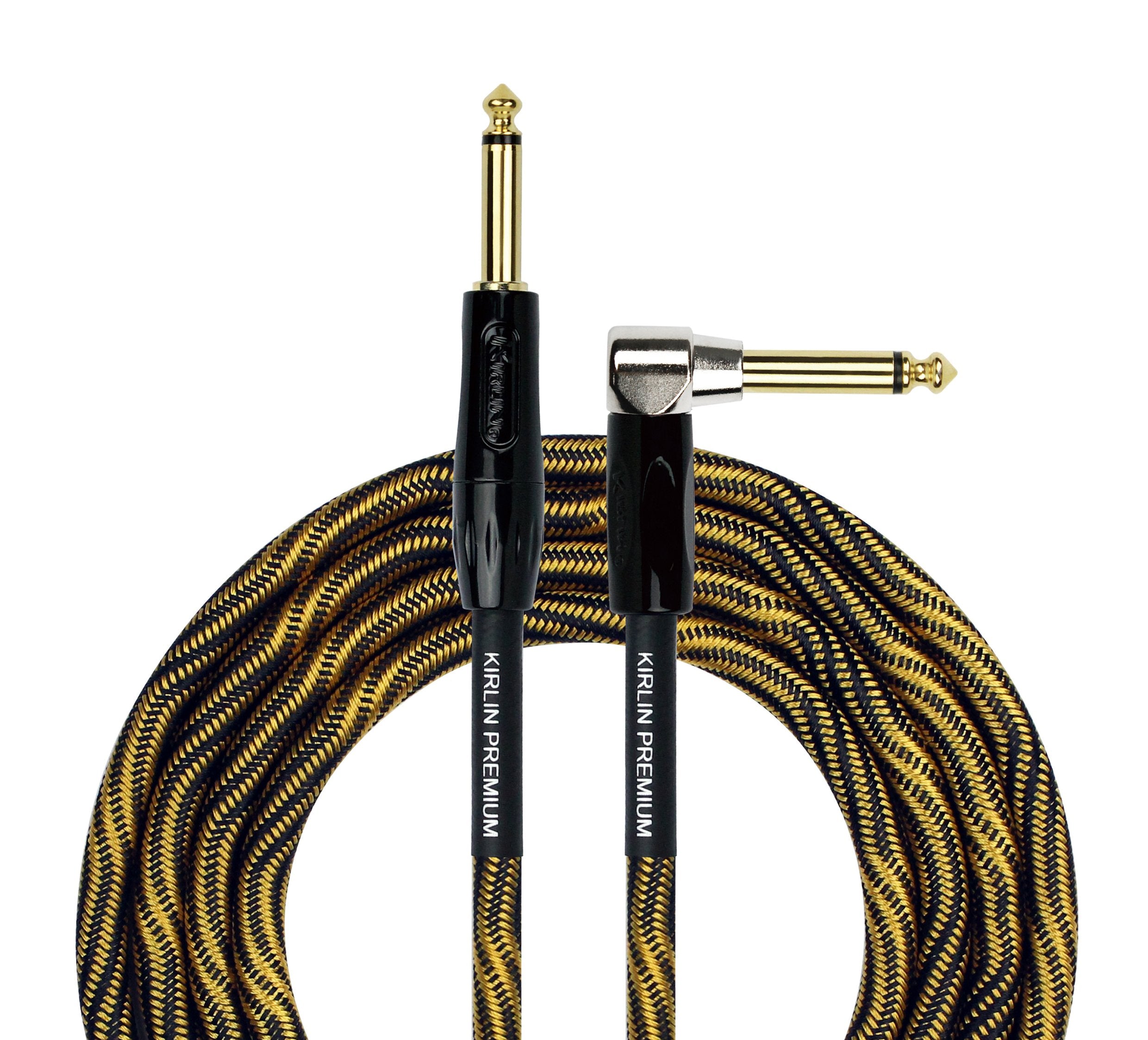 Kirlin, Kirlin Cable Iwb Instrument Cable, 1/4 Inch Right Angle To Straight, Black Gold Wave, 20Ft (Iwb 202 Bfgl 20/Wbo)