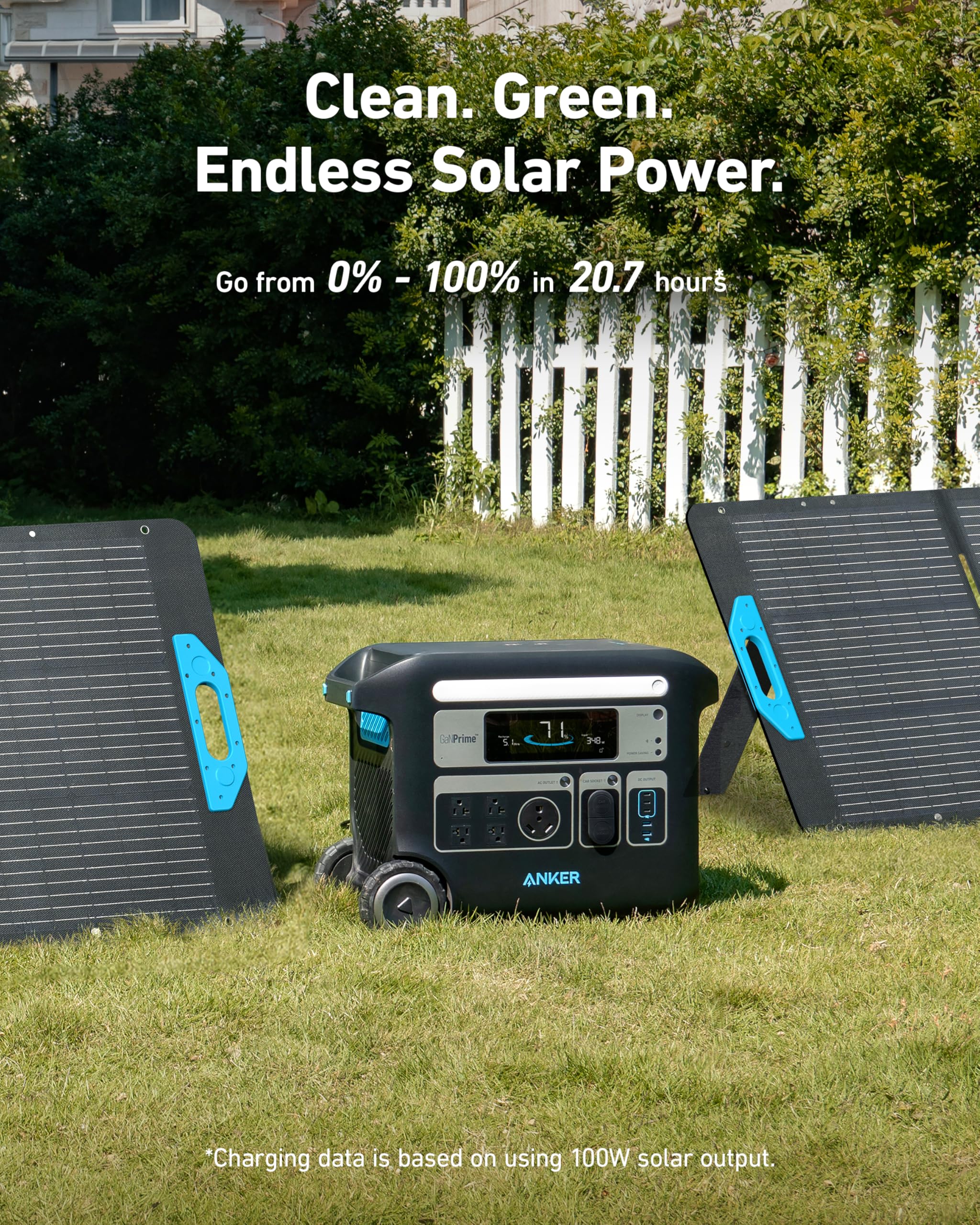 Anker Solix F2000 Portable Power Station, Powerhouse 767, 2048Wh Ganprime Solar Generator With 100W Solar Panel, Lifepo4 Batteri