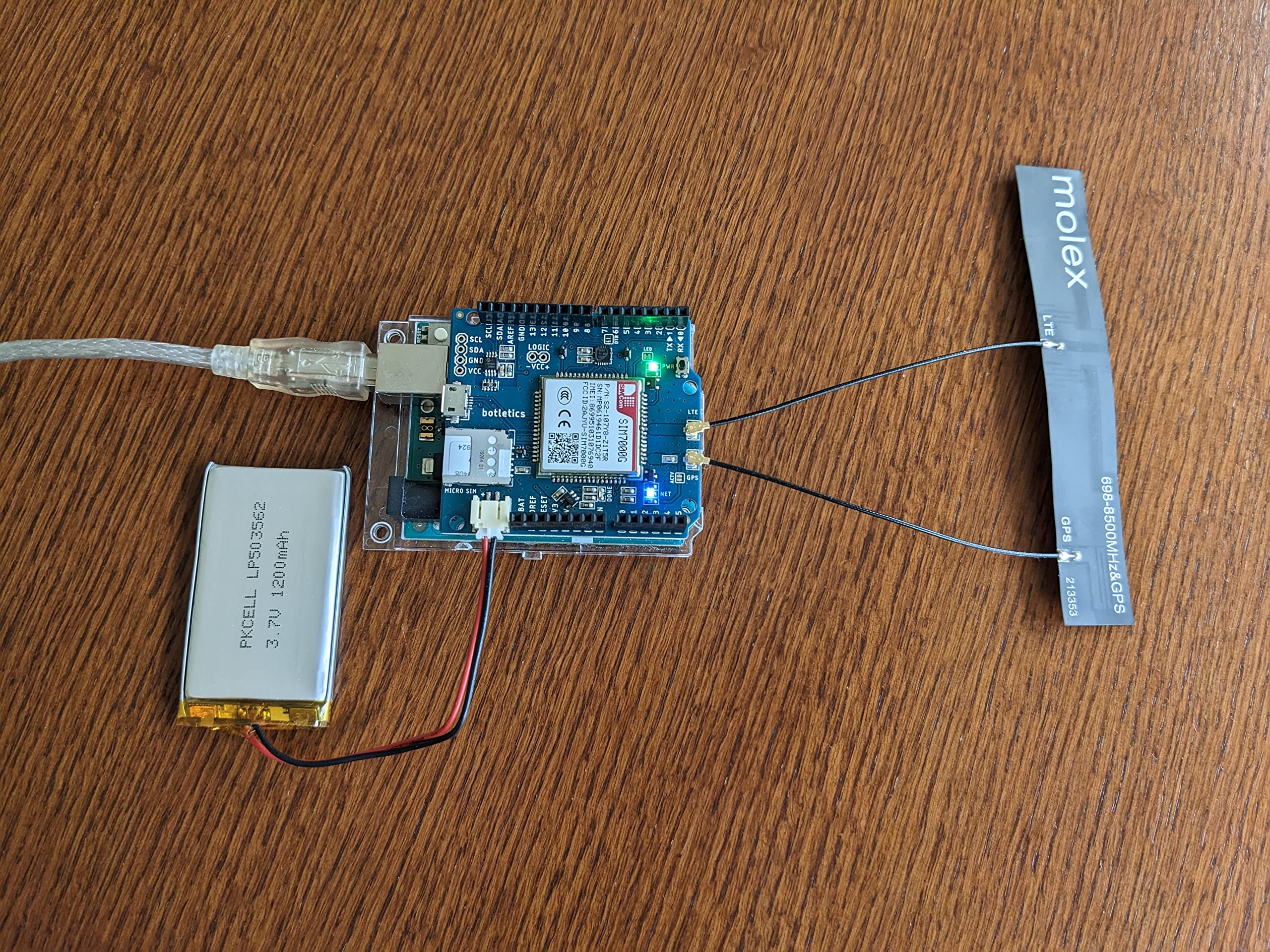 Botletics Sim7000 Lte Cat M1 Nb Iot Cellular + Gps + Antenna Shield Kit For Arduino (Sim7000A)