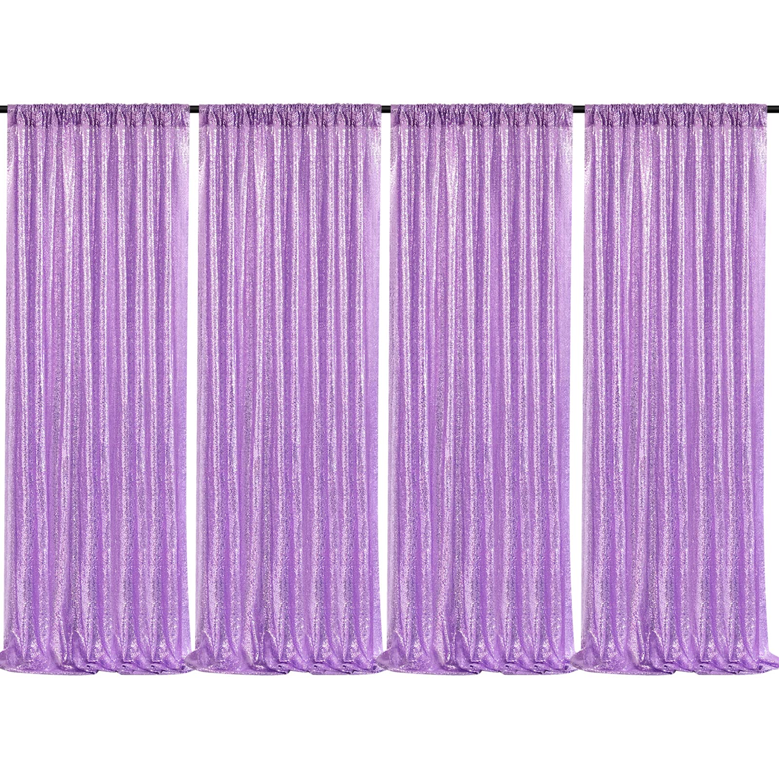 Lavender Sequin Backdrop Drapes 4 Panels 2Ftx8Ft Glitter Backdrop Curtains For Wedding Party Stage Decorations