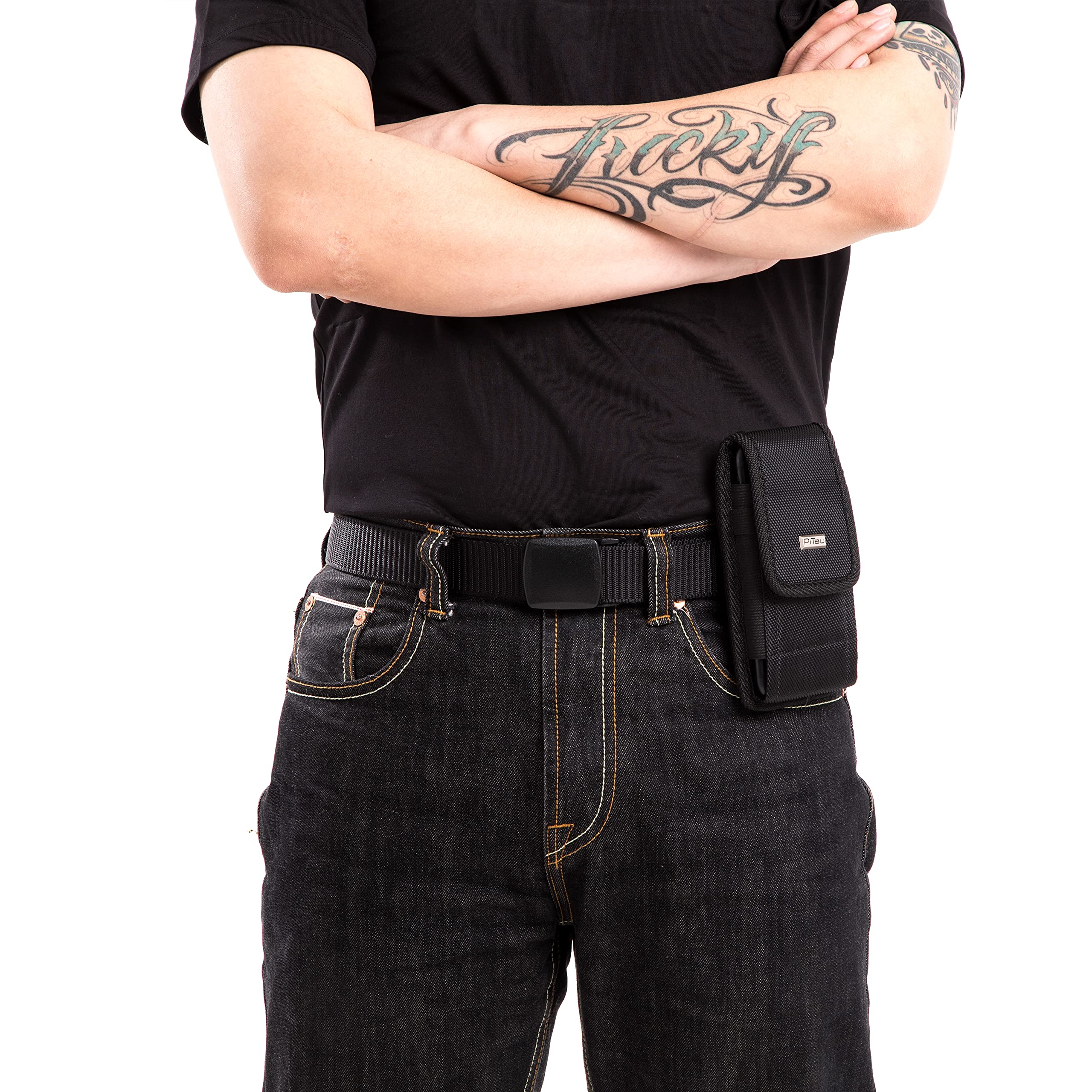 Pitau Holster For Large Iphone Plus, Pro Max 16 15 14 13 12 11 Xs Max Models - Rugged Nylon Cell Phone Belt Holder For Men, Case