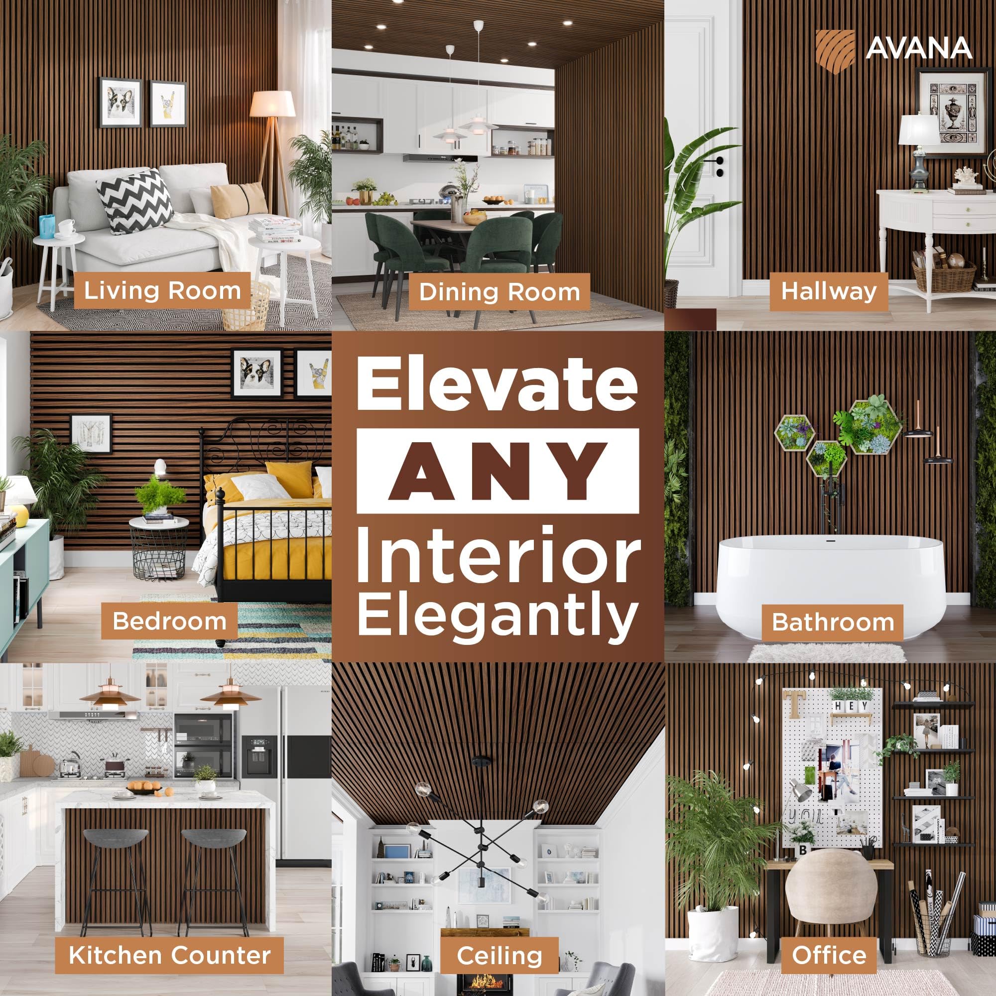 Avana Acoustic Wood Wall Panels   47.2 X 12.6 Inch Rustic Walnut Acoustic Panels 2 Pcs   Wall Panels For Interior Wall Decor For