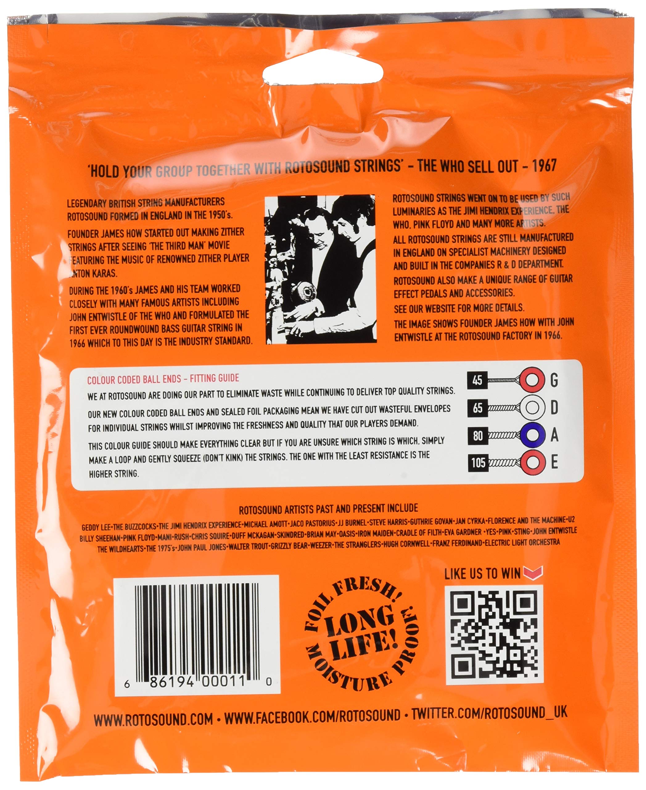 Rotosound Rs66Ld Long Scale Swing 66 Bass Strings