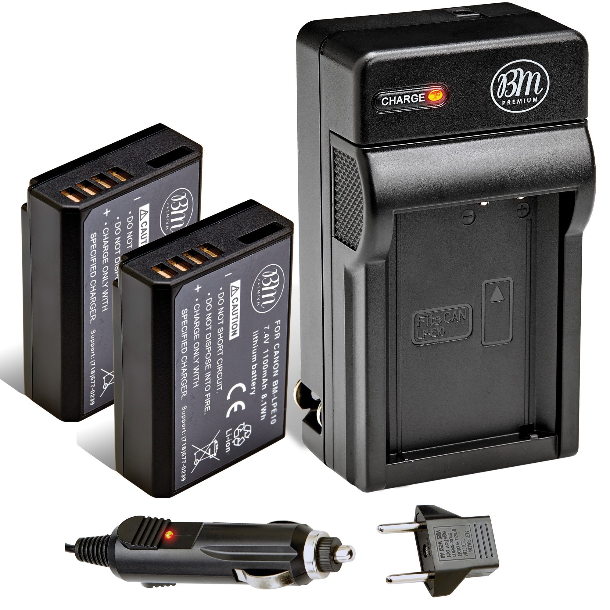 BM Premium 2 Pack of LP E10 Batteries and Battery Charger for Canon EOS Rebel T3, T5, T6, T7, T100, Kiss X50, Kiss X70, EOS 1100D, EOS 1200D, EOS 1300D, EOS 2000D, EOS 4000D Cameras