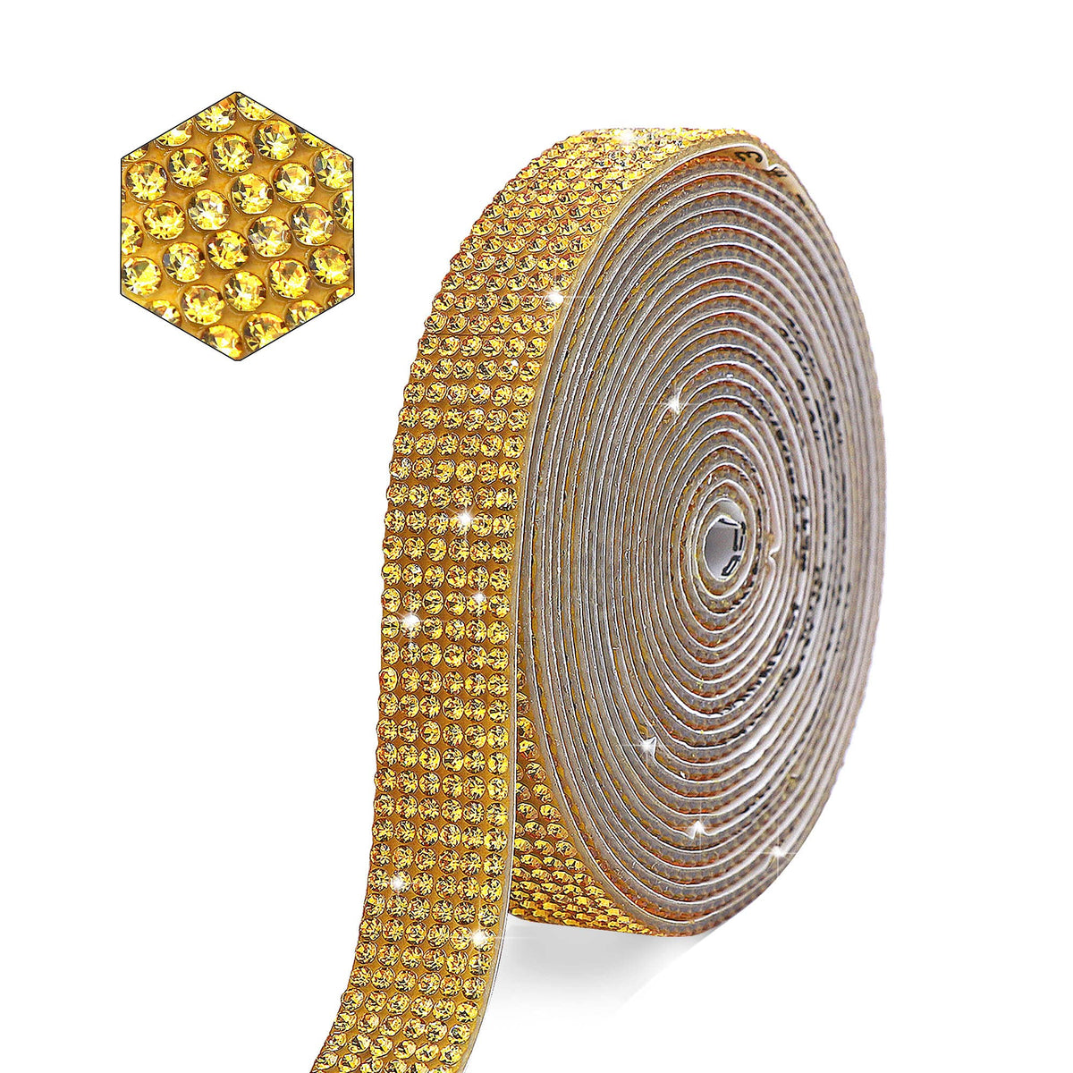 Self Adhesive Gold Crystal Rhinestone Strips Diamond Ribbon Bling Gemstone Sticker Rhinestone Roll For Craft With 2 Mm Rhineston