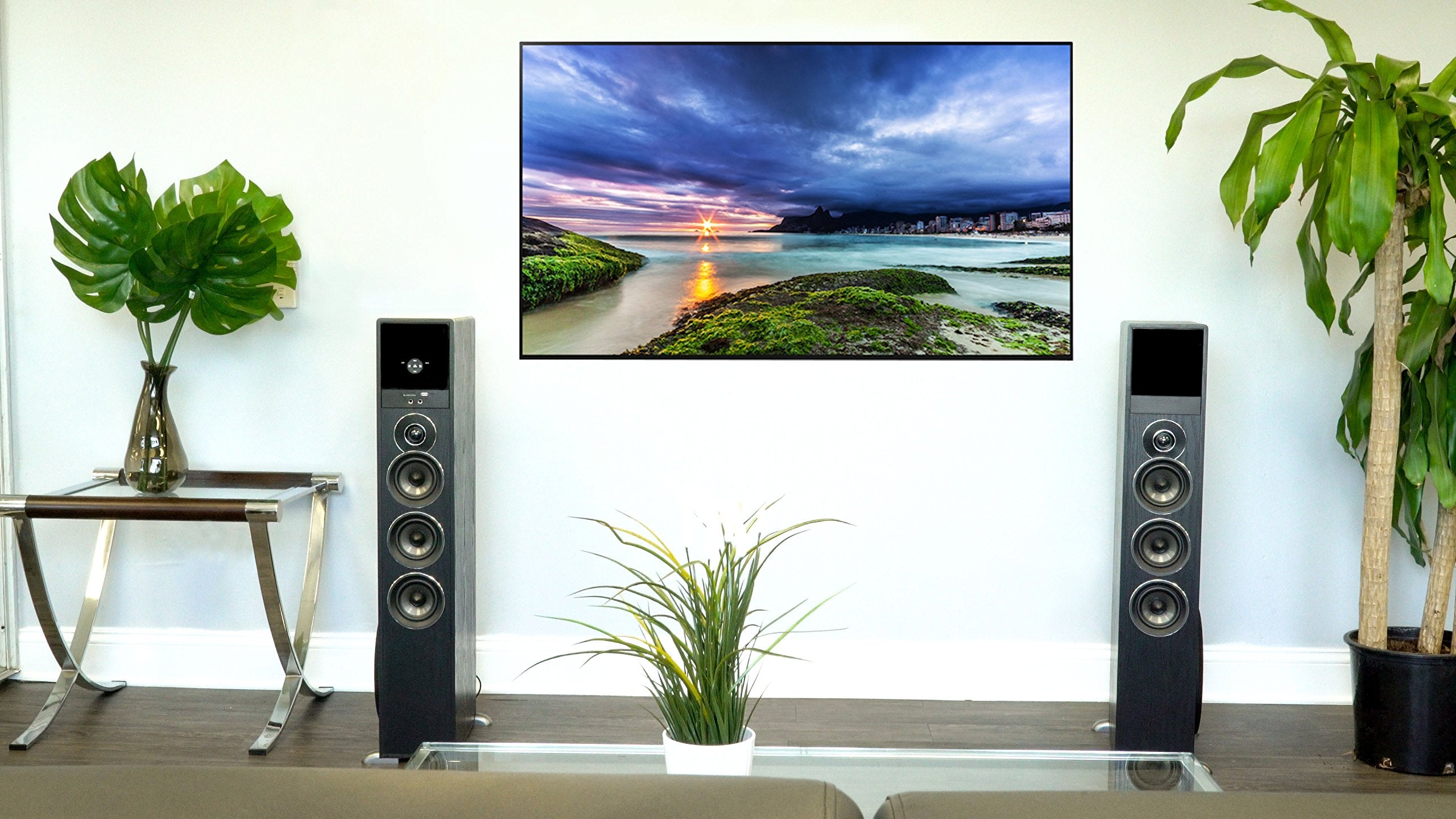 Rockville Tm150B Black Home Theater System Tower Speakers 10'' Sub/Bluetooth/Usb