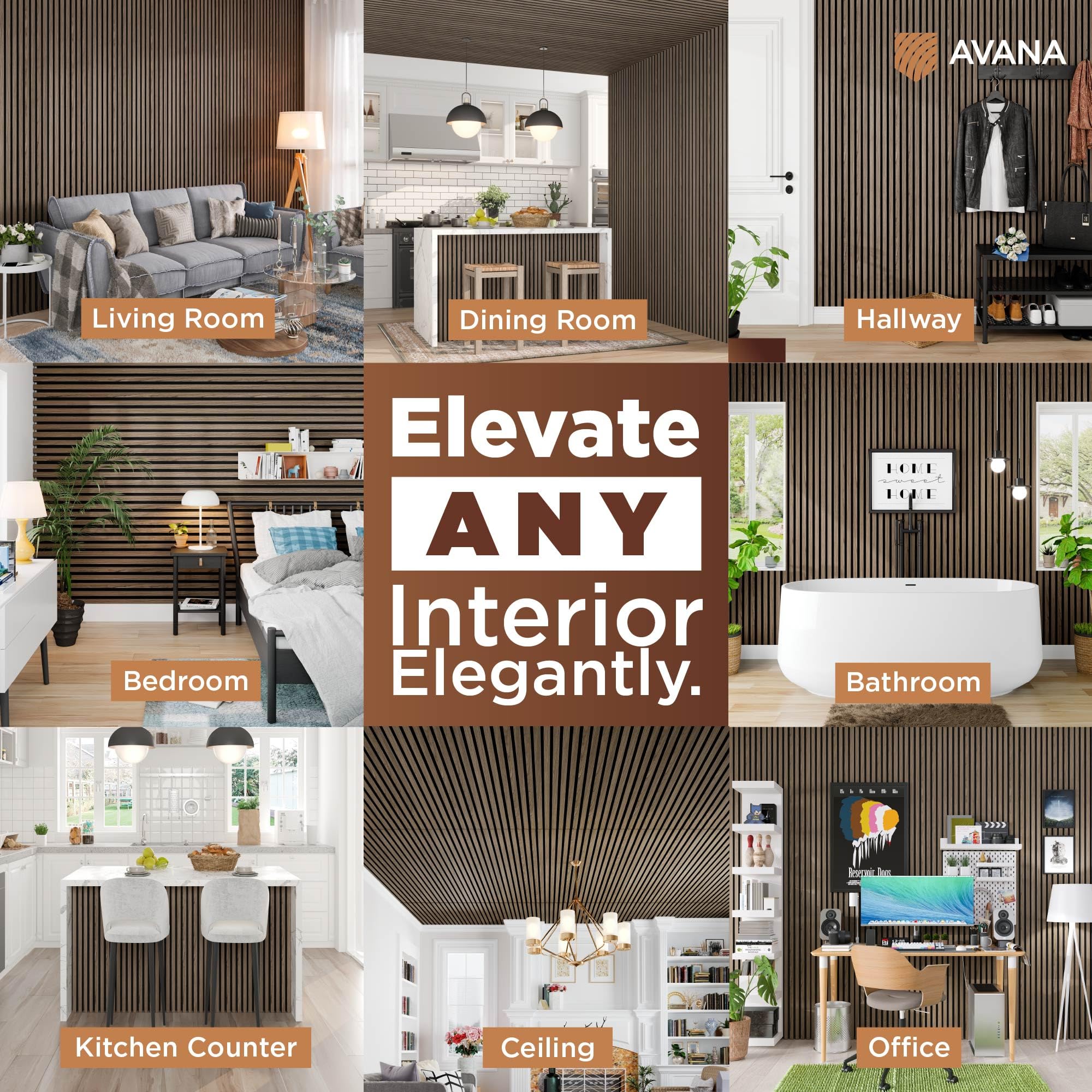 Avana Acoustic Wood Wall Panels   94.4 X 12.6 Inch Natural Walnut Acoustic Panels 2 Pcs   Wall Panels For Interior Wall Decor Fo