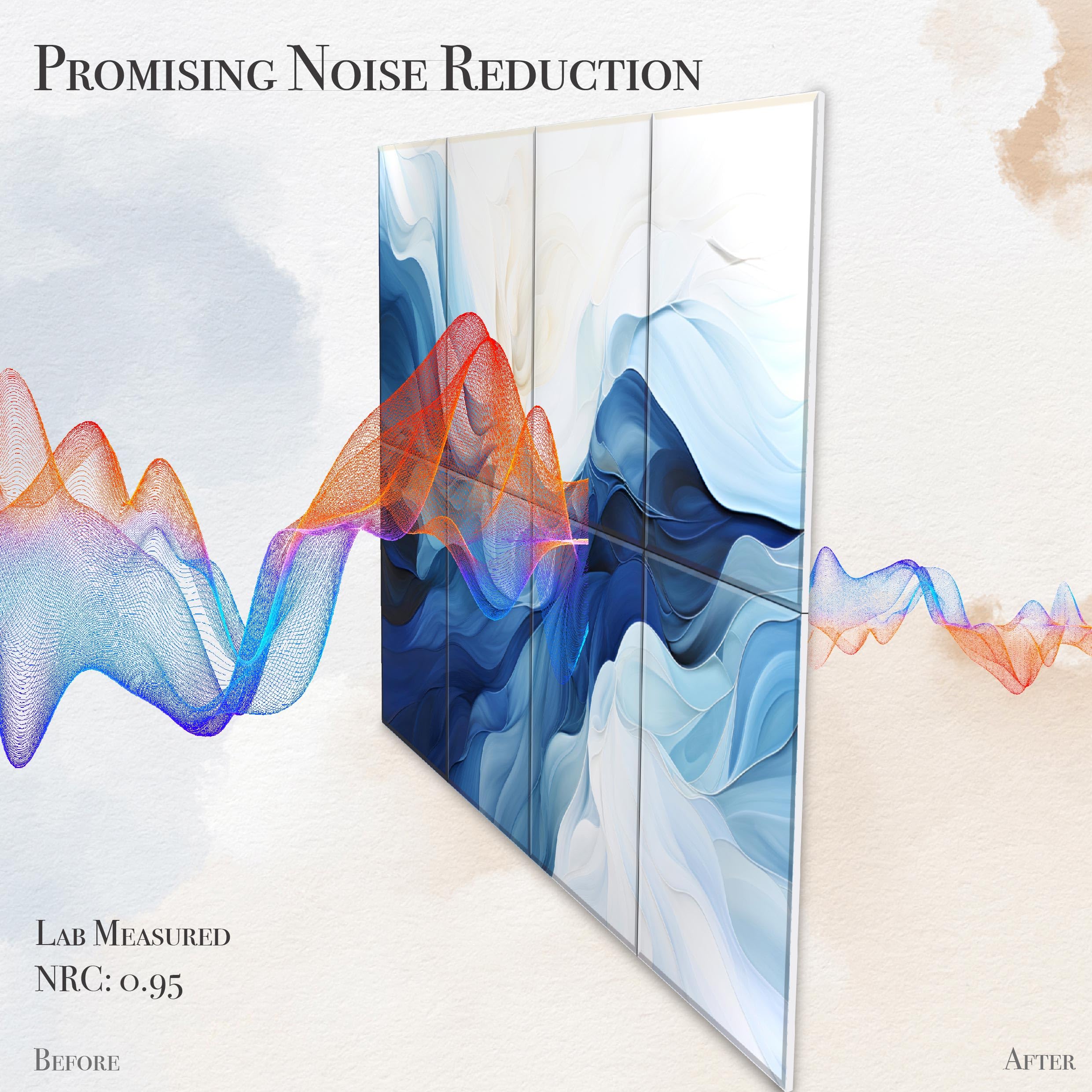 Soon Global 8 Pack Acoustic Panels, Soundproof Wall Panels, 48 X 32 Inches Sound Absorbing Panels, Decorative Acoustical Wall Pa