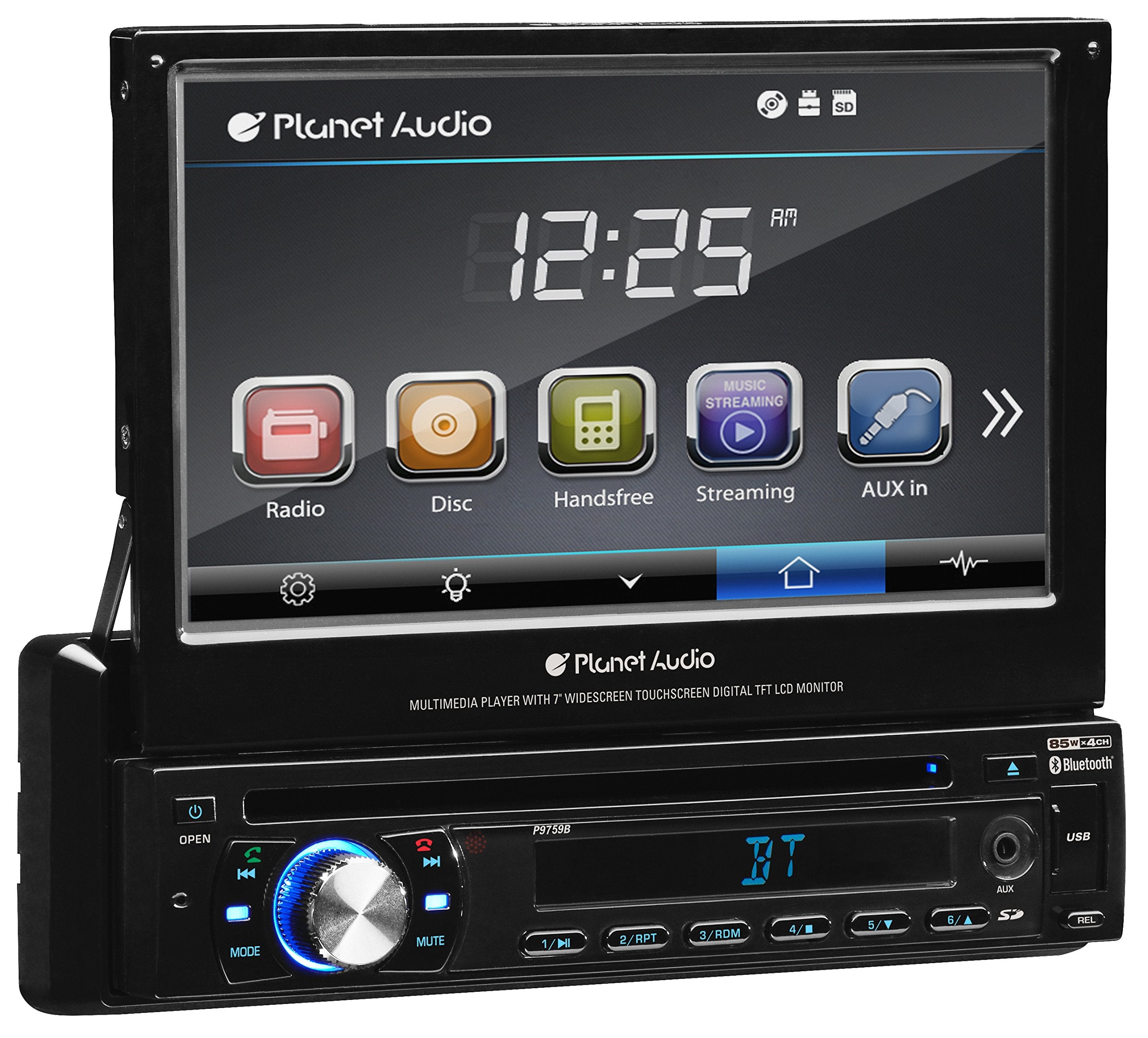 Planet Audio P9759B Single Din, Touchscreen, Bluetooth, Dvd/Cd/Mp3/Usb/Sd Am/Fm Car Stereo, 7 Inch Digital Lcd Monitor, Detachab