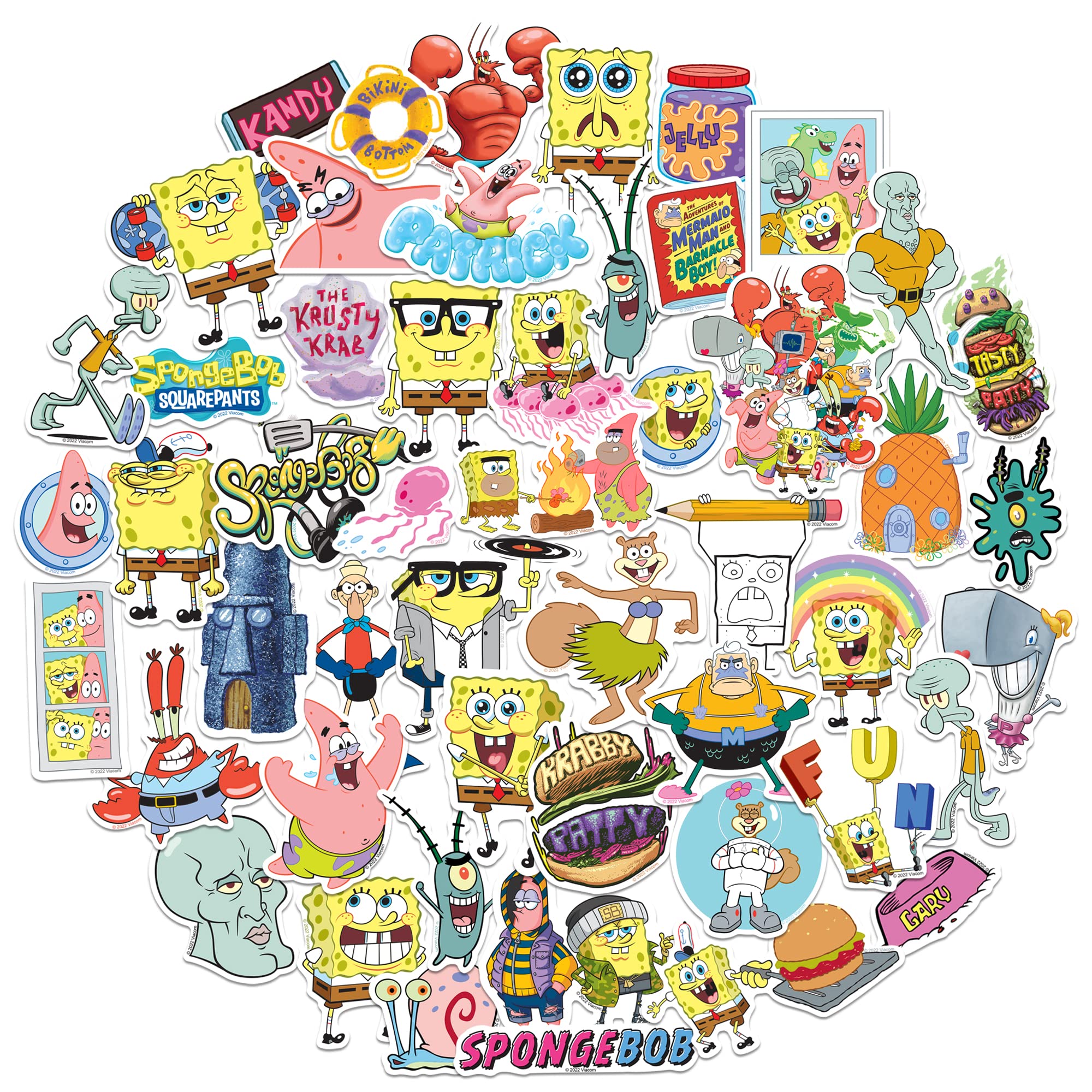 Spongebob Squarepants Sticker Pack Die Cut Vinyl Large Deluxe Stickers Variety Pack   Laptop, Water Bottle, Scrapbooking, Tablet