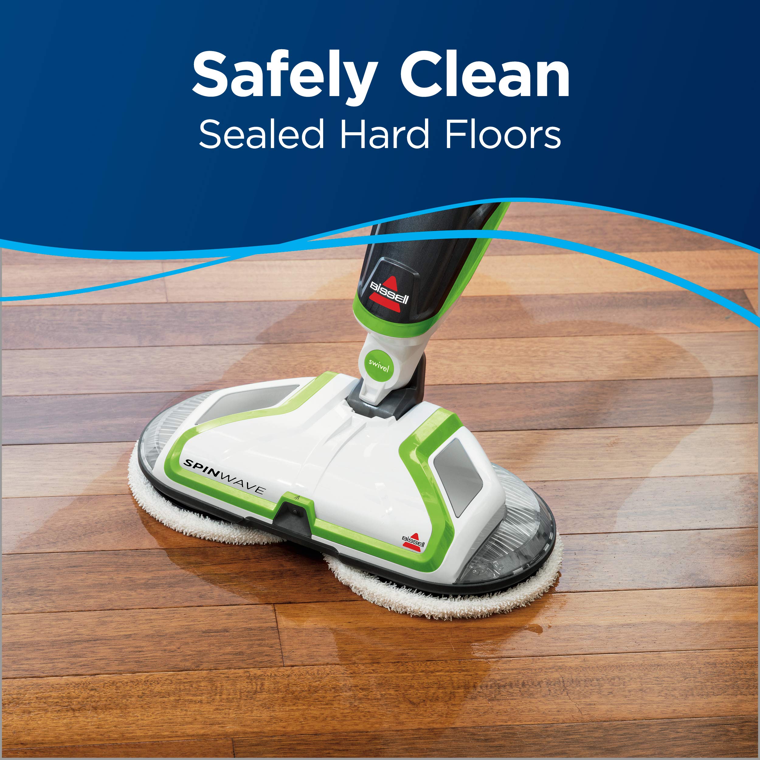Bissell Spinwave Powered Hardwood Floor Mop And Cleaner, Green Spinwave, 2039A, 14'' Cleaning Path Width
