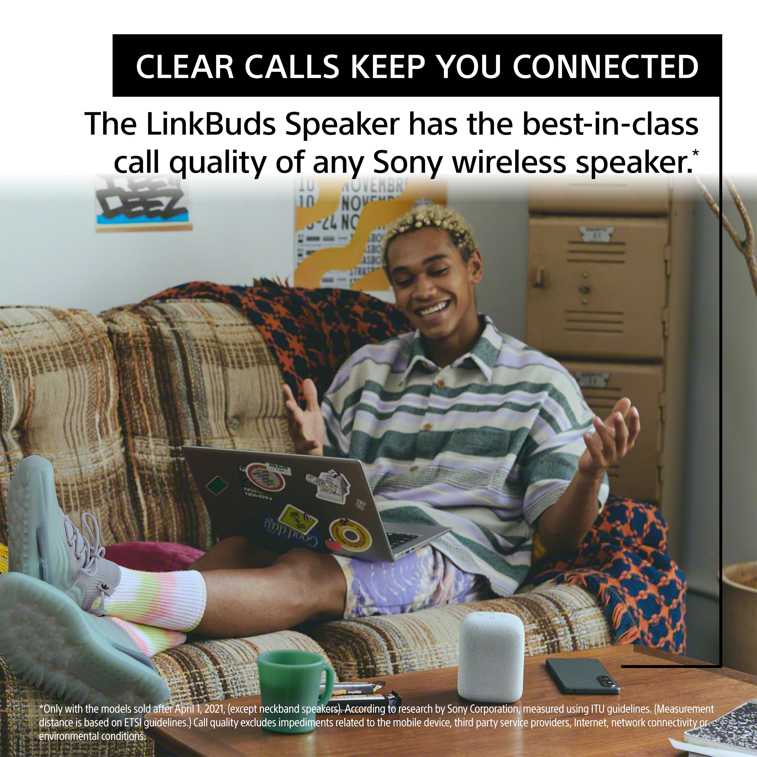 Sony Linkbuds Wireless Portable Bluetooth Speaker, Light Gray