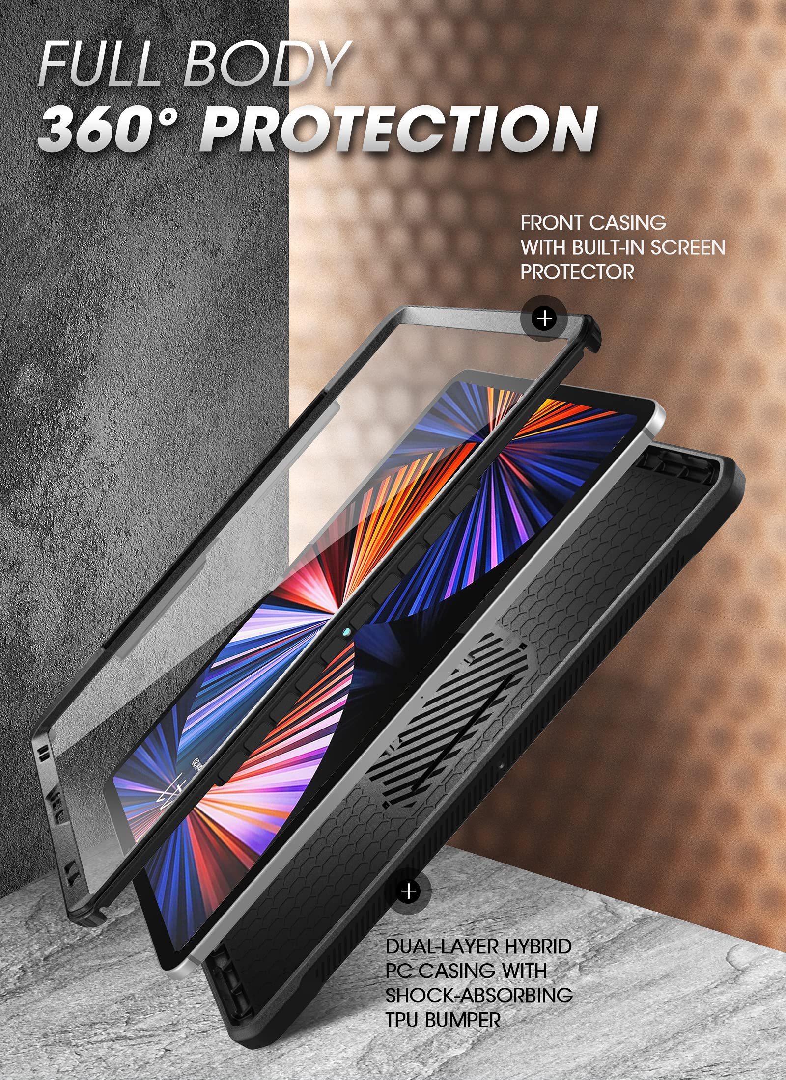 Supcase Unicorn Beetle Pro Series Case For Ipad Pro 12.9 Inch (2022/2021/2020), Support Apple Pencil Charging With Built-In Scre