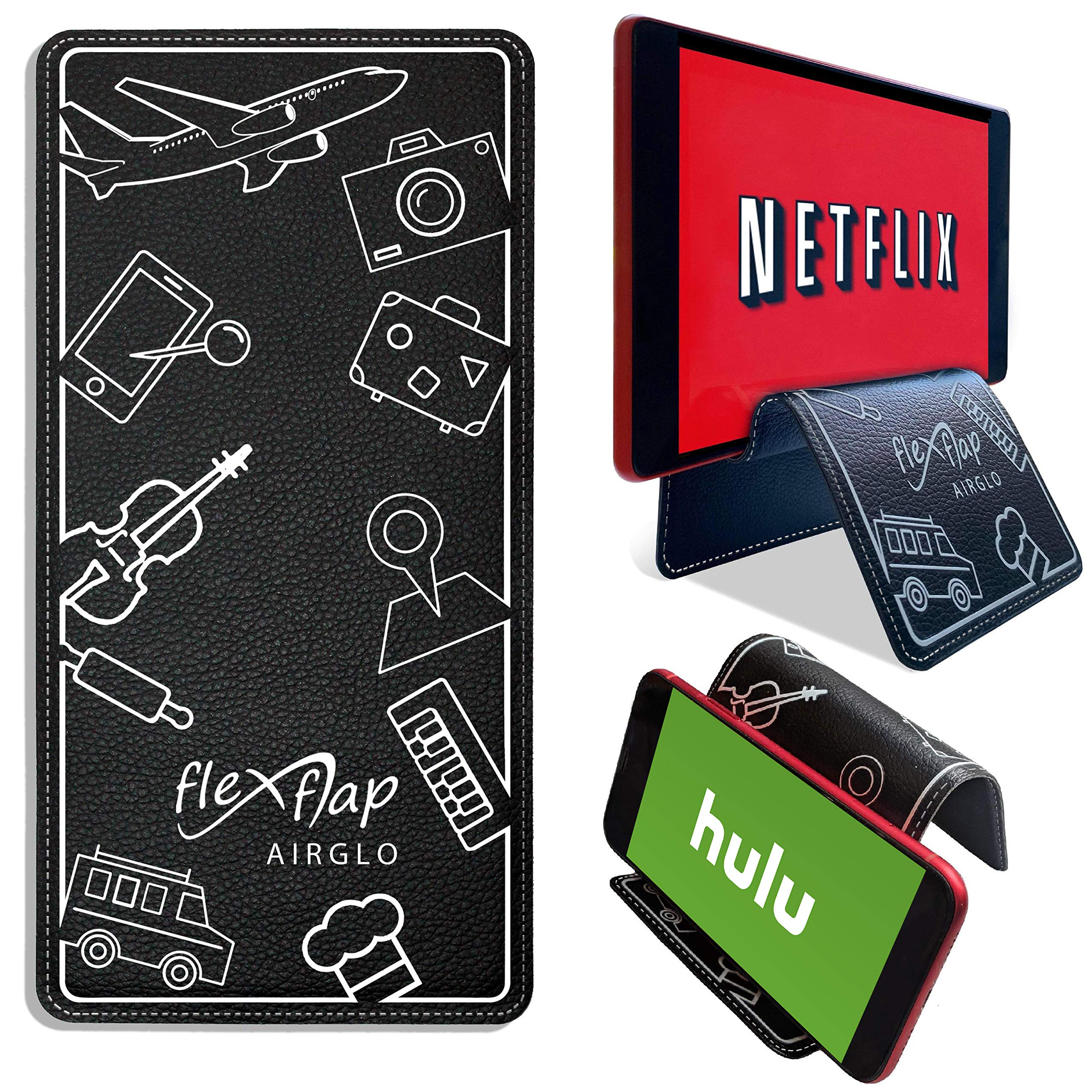 Airplane Travel Essentials For Flying Flex Flap Cell Phone Holder & Flexible Tablet Stand For Desk, Bed, Treadmill, Home & In Fl