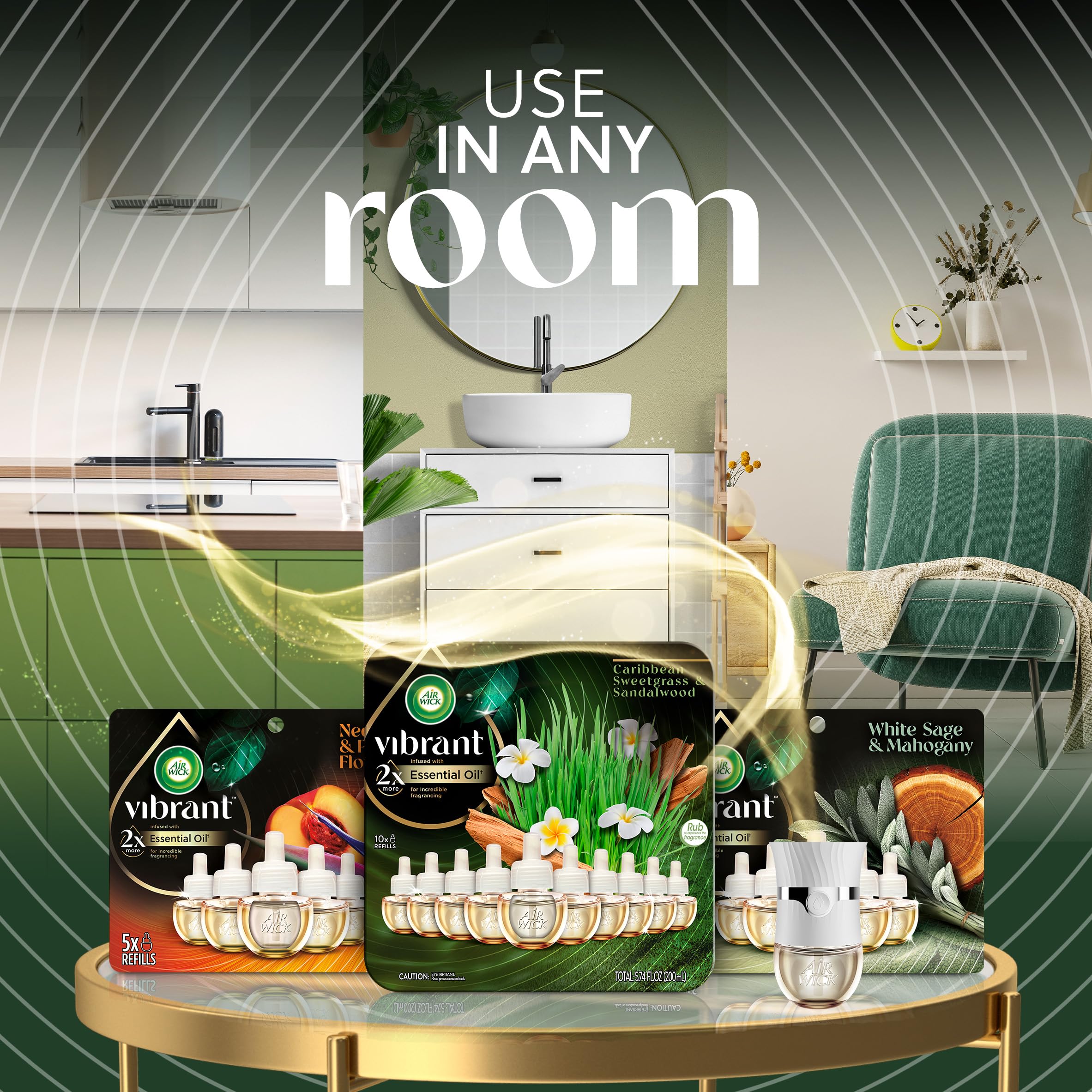 Botanica By Air Wick Plug In Scented Oil Refill, 10Ct, Caribbean Sweetgrass And Sandalwood, Air Freshener, Eco Friendly, Essenti