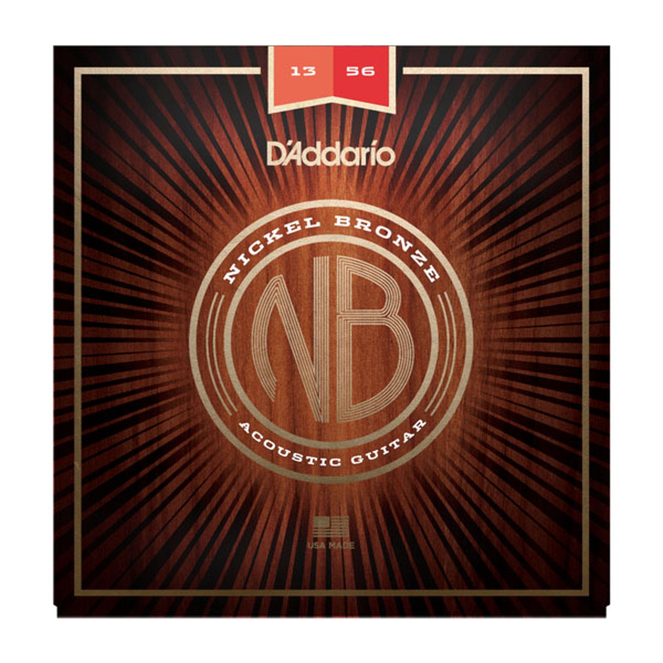 D'Addario Acoustic Guitar Strings, Nickel Bronze, Nb1356, Medium Gauge 13 56, 6 String Set, Pack Of 1
