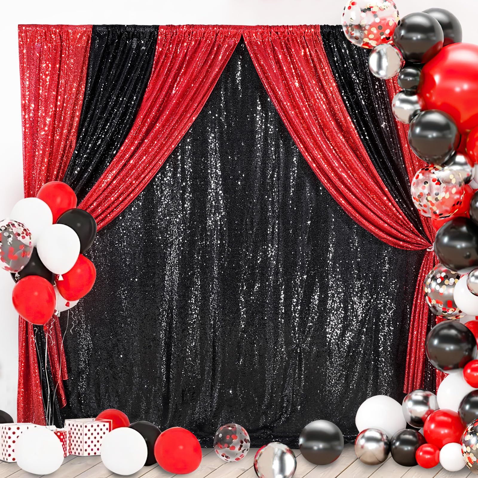 Black Sequin Backdrop 8Ft X 8Ft Glitter Photo Booth Black Backdrop Curtains