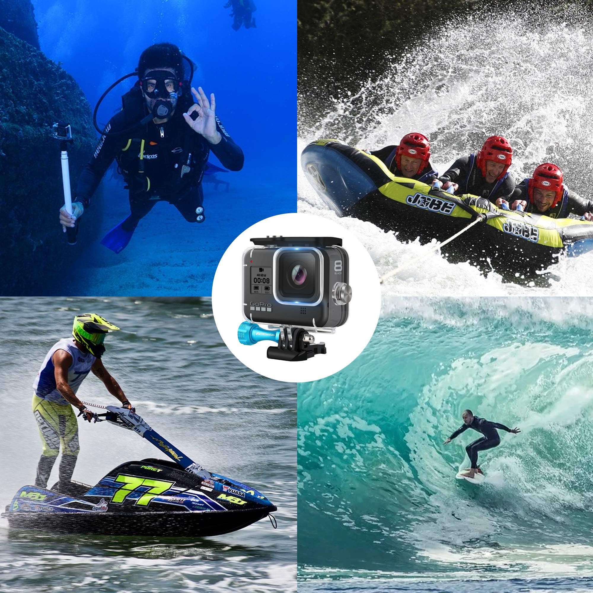 Mipremium Waterproof Housing Case For Gopro Hero 8 Black. Underwater Protective Diving Shell Cage Mount Accessories With Alumini