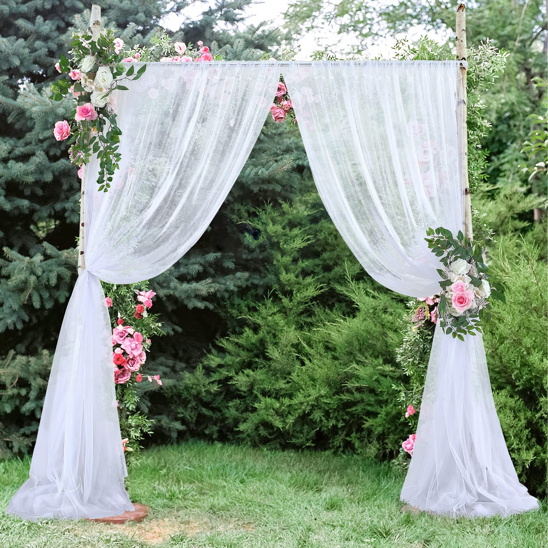 White Backdrop Curtains For Parties Sheer Tulle Backdrop Curtain For Wedding Birthday Party Ceremony Photo Backdrop Curtain For