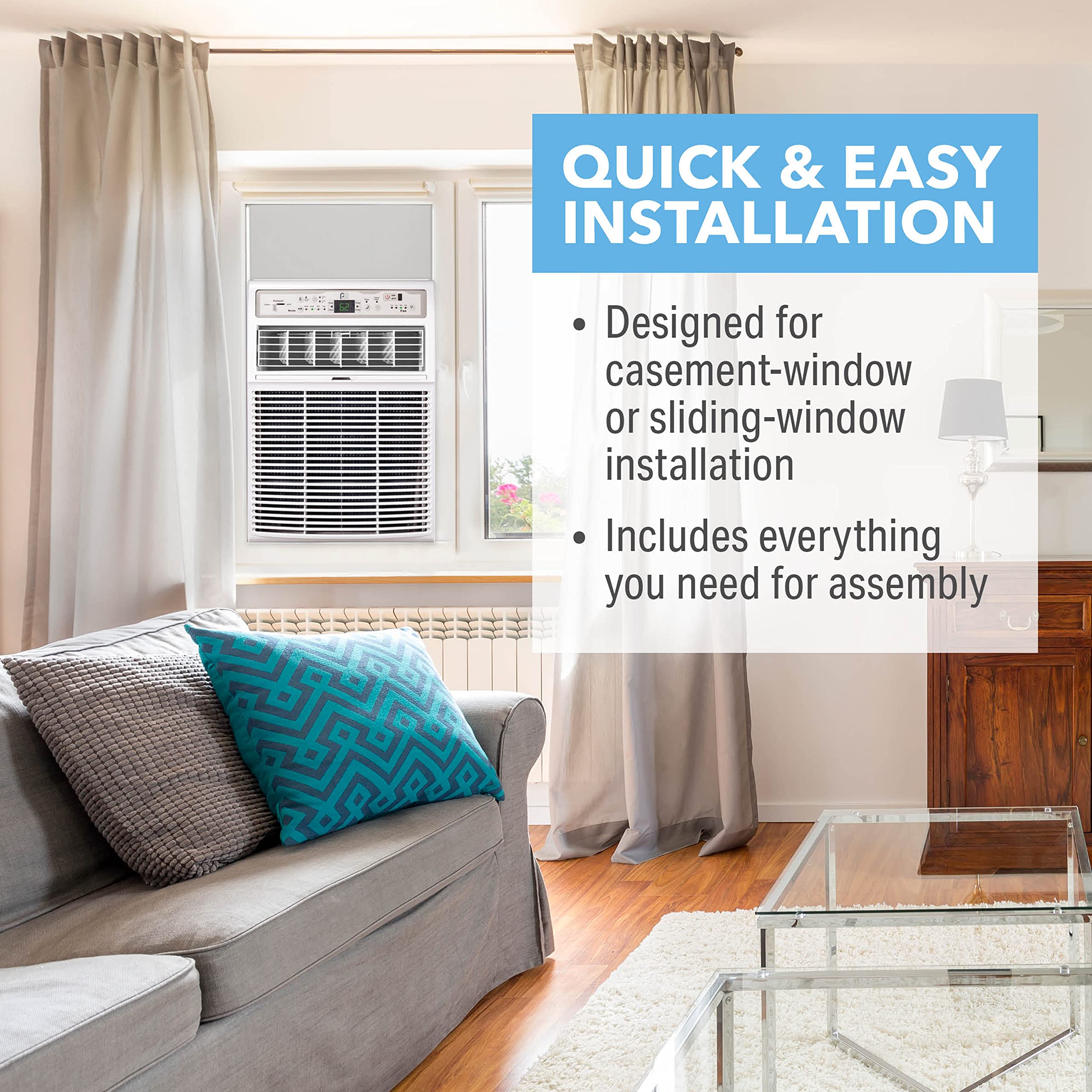 Perfectaire 10,000 Btu Slider Air Conditioner Window Ac   Casement, 10000, Gray