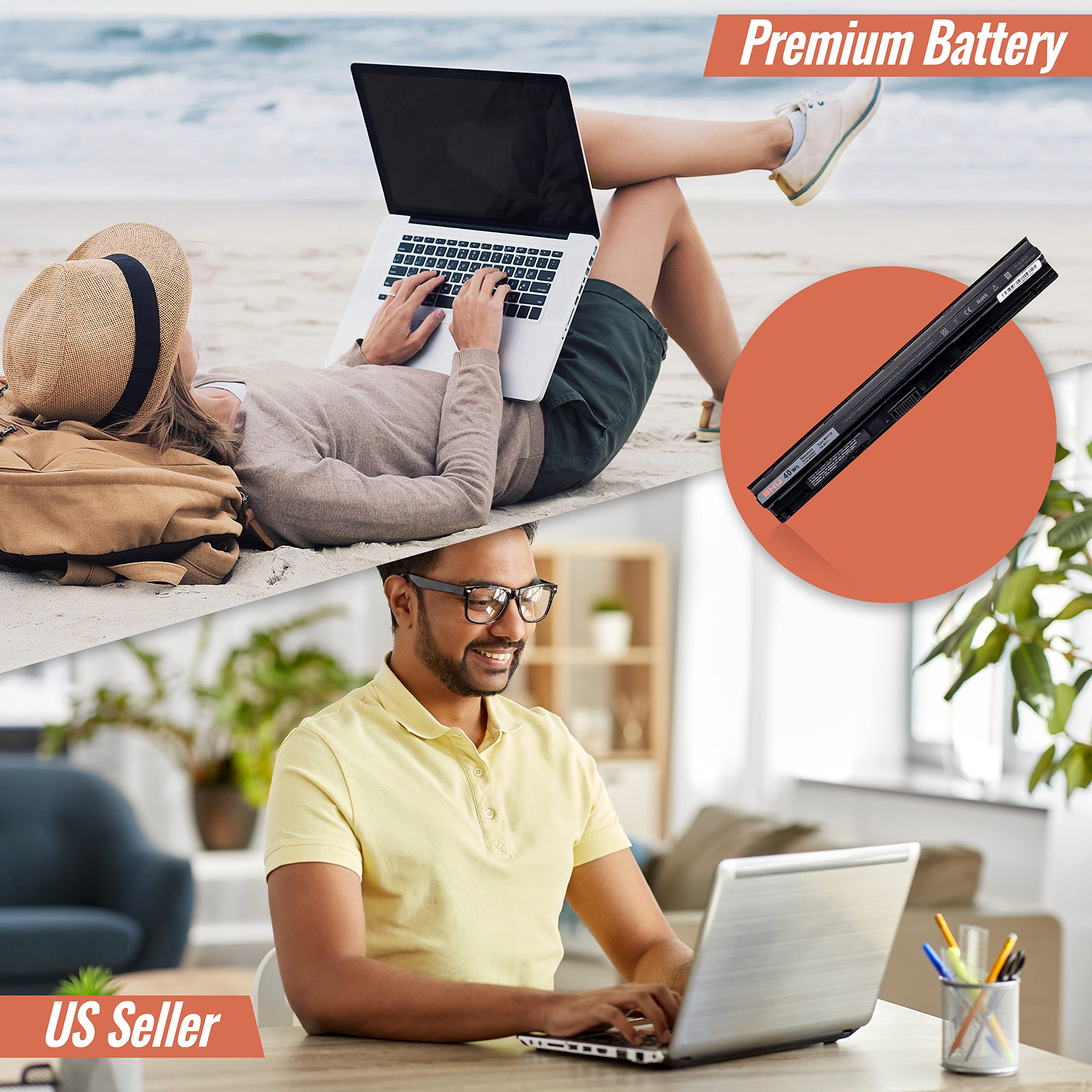 Ghu New 40 Wh Replacement Battery For M5Y1K Hd4J0 Compatible With Dell Inspiron 15 5000 3000 Laptop 3551 3552 3567 5458 5551 555