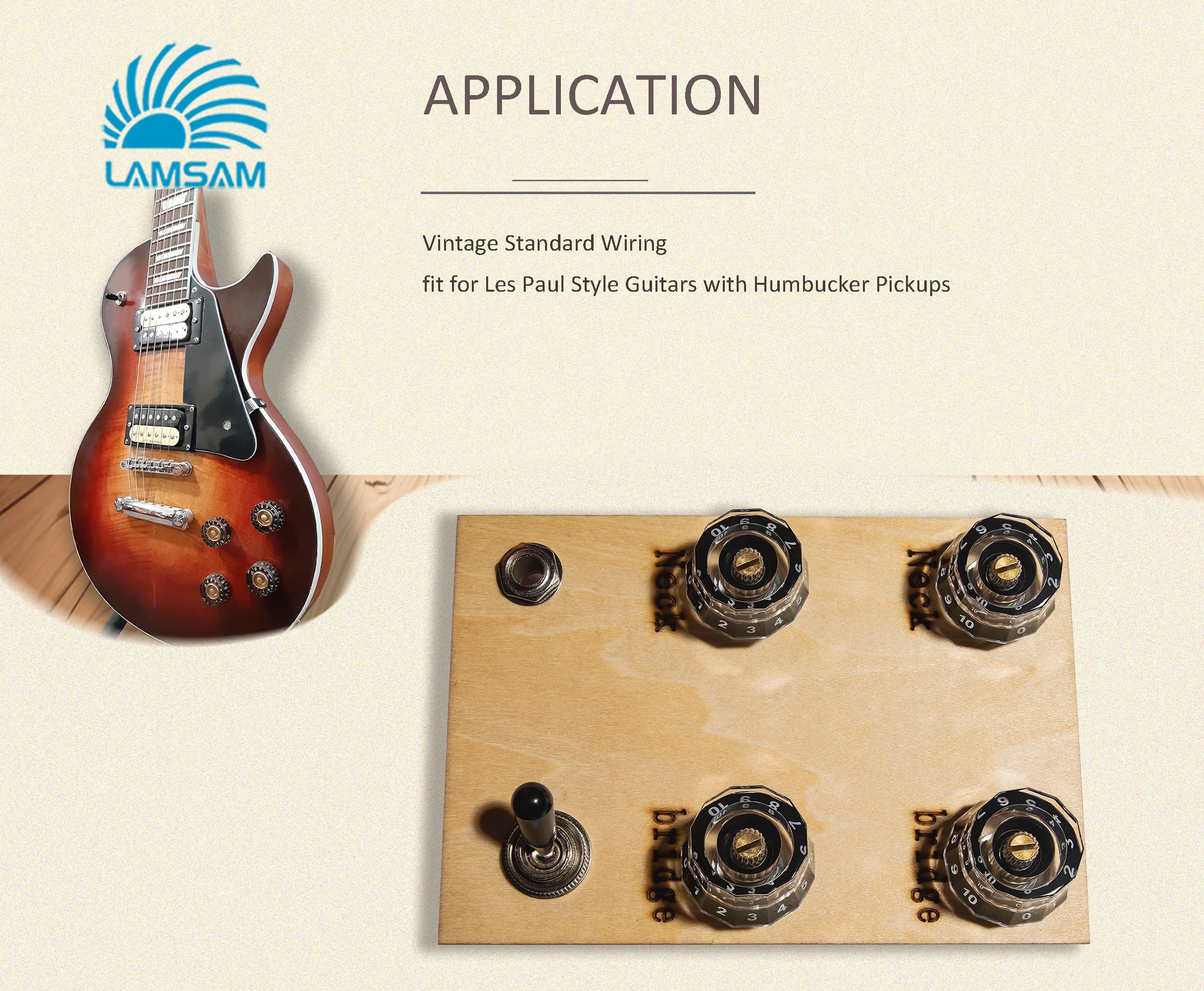 Lamsam Pre-Soldered Wiring Harness For Guitars With Humbucker Pickups, Modern Wiring Kit With Potentiometers Orange Capacitors T