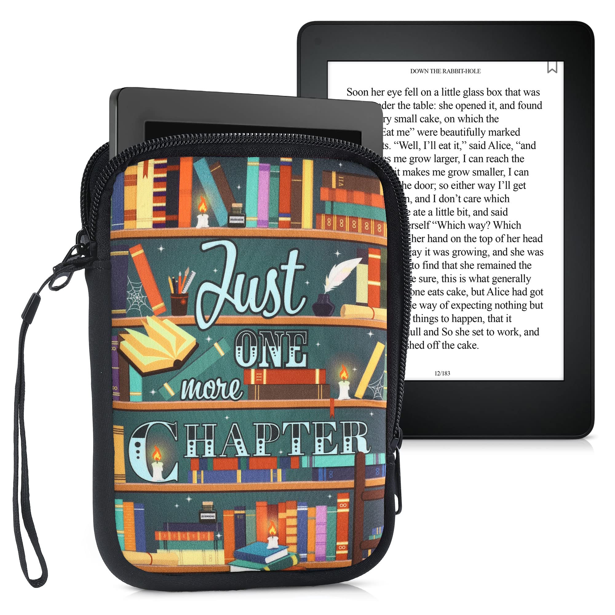 Kwmobile Neoprene E Reader Pouch Size 6'' Ereader   Universal Ebook Sleeve Case With Zipper, Wrist Strap   Multicolor