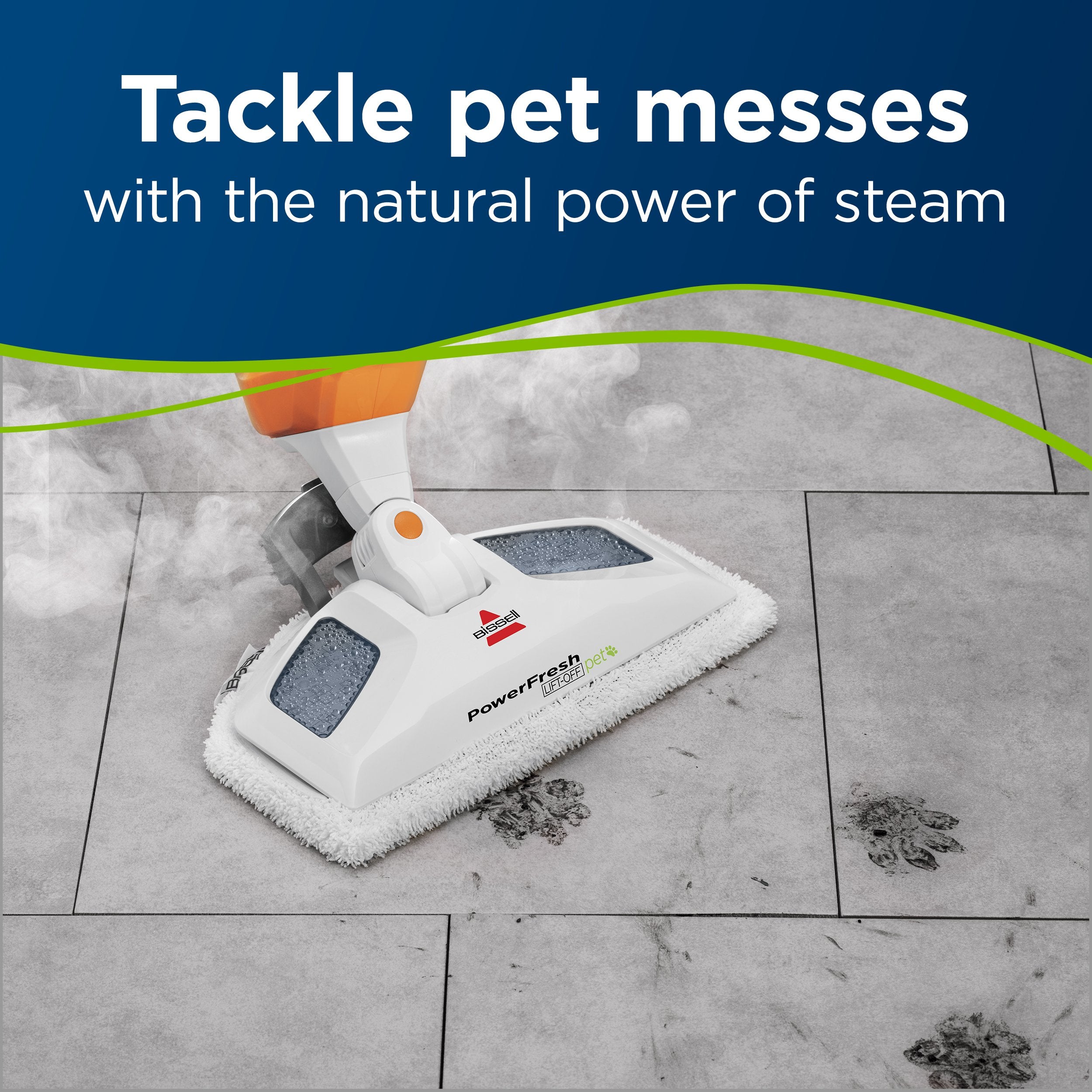 Bissell Powerfresh Lift Off Pet Steam Mop, Steamer, Tile, Bathroom, Hard Wood Floor Cleaner, 1544A, Orange