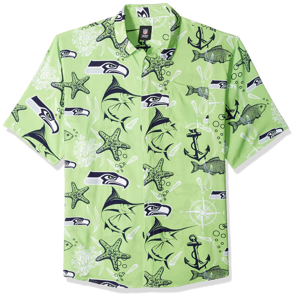 Seattle Seahawks Nfl Mens Floral Button Up Shirt   L