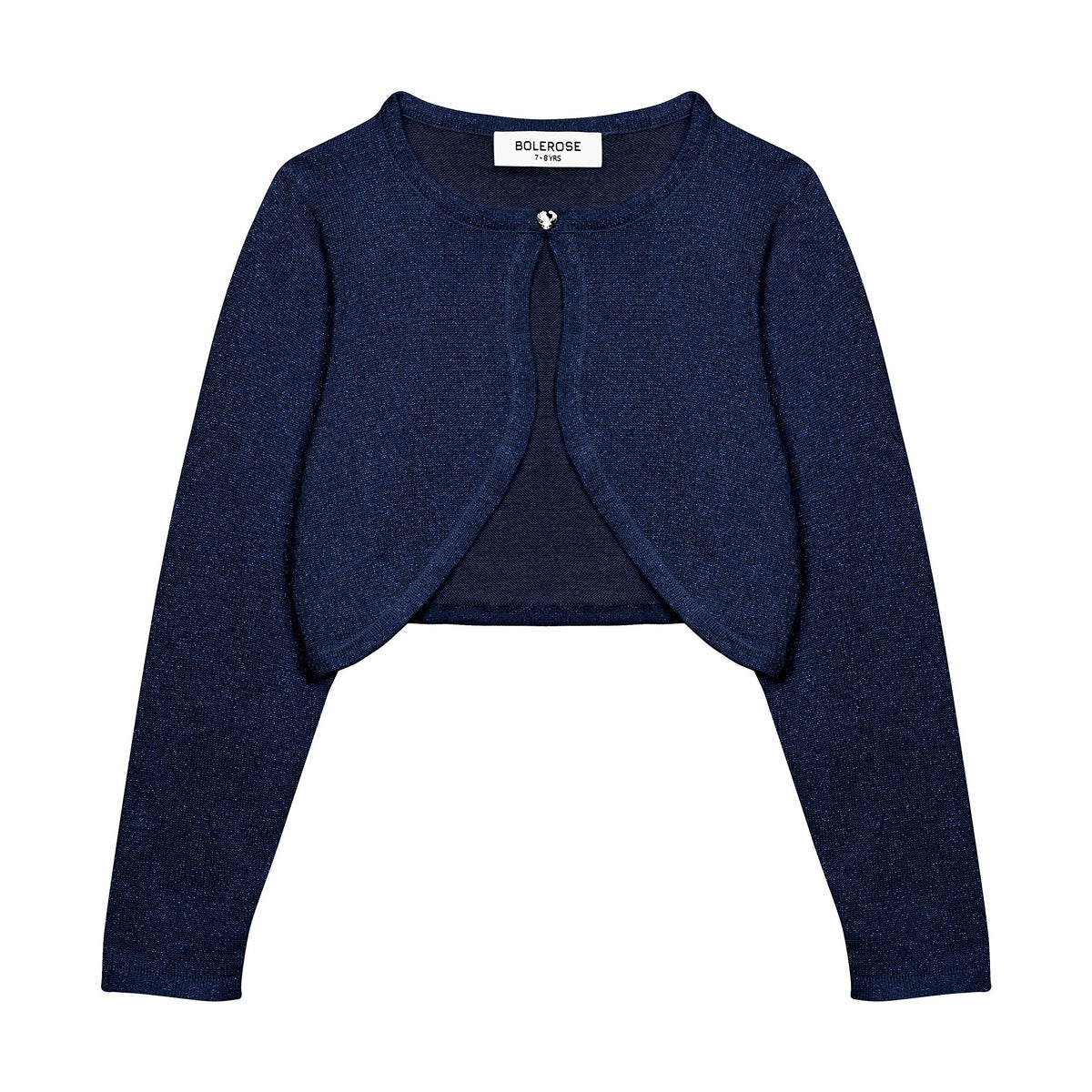 Bolerose Girls Long Sleeve Sparkle Cardigan Childrens Kids Bolero Shrug (Midnight Blue, 7 8 Yrs)