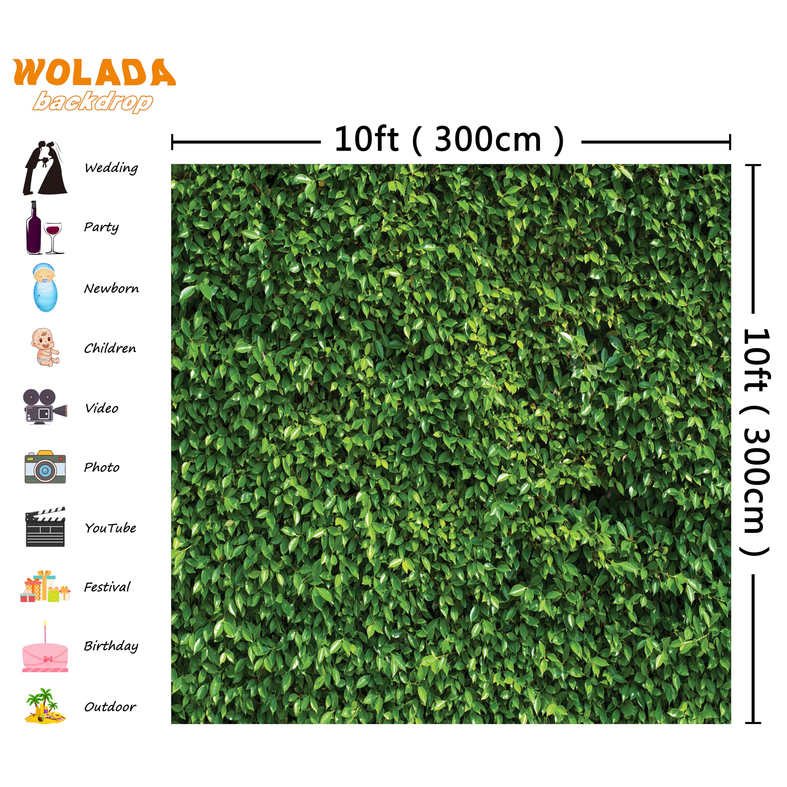 Wolada 10X10Ft Green Backdrop Greenery Wall Backdrop Green Leaves Backdrop Green Grass Backdrop Green Ivy Backdrop Bridal Baby S