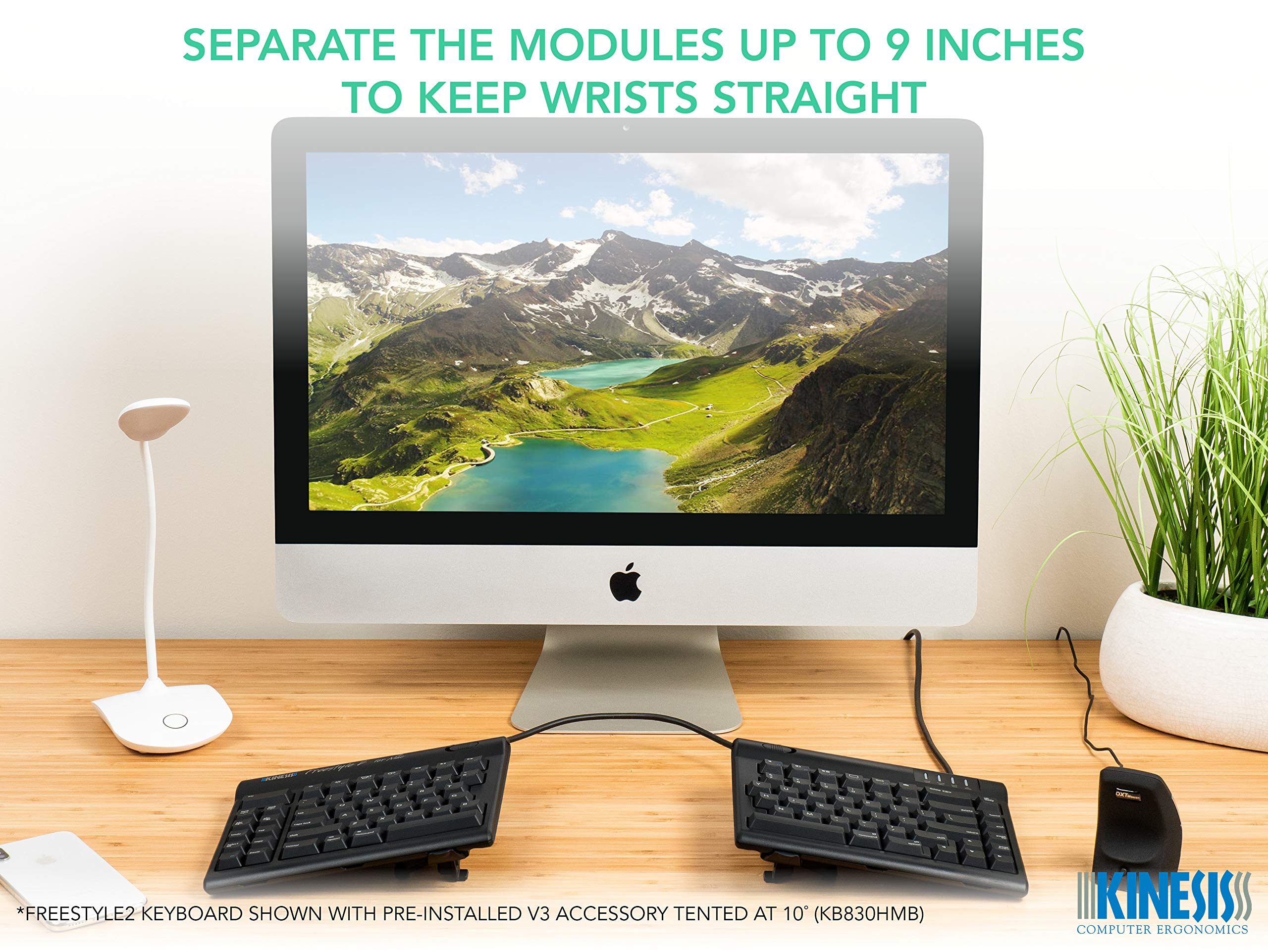 Kinesis Freestyle2 Ergonomic Keyboard W/ V3 Lifters For Mac (9 Separation)