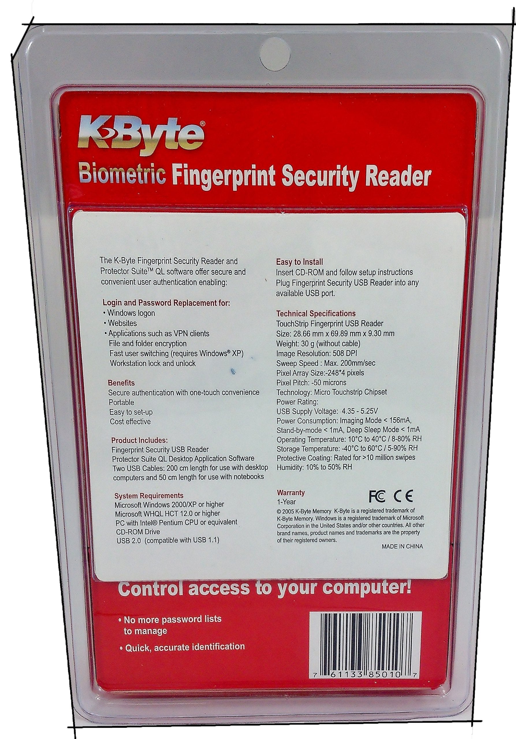 Kbyte Fingerprint Security Reader