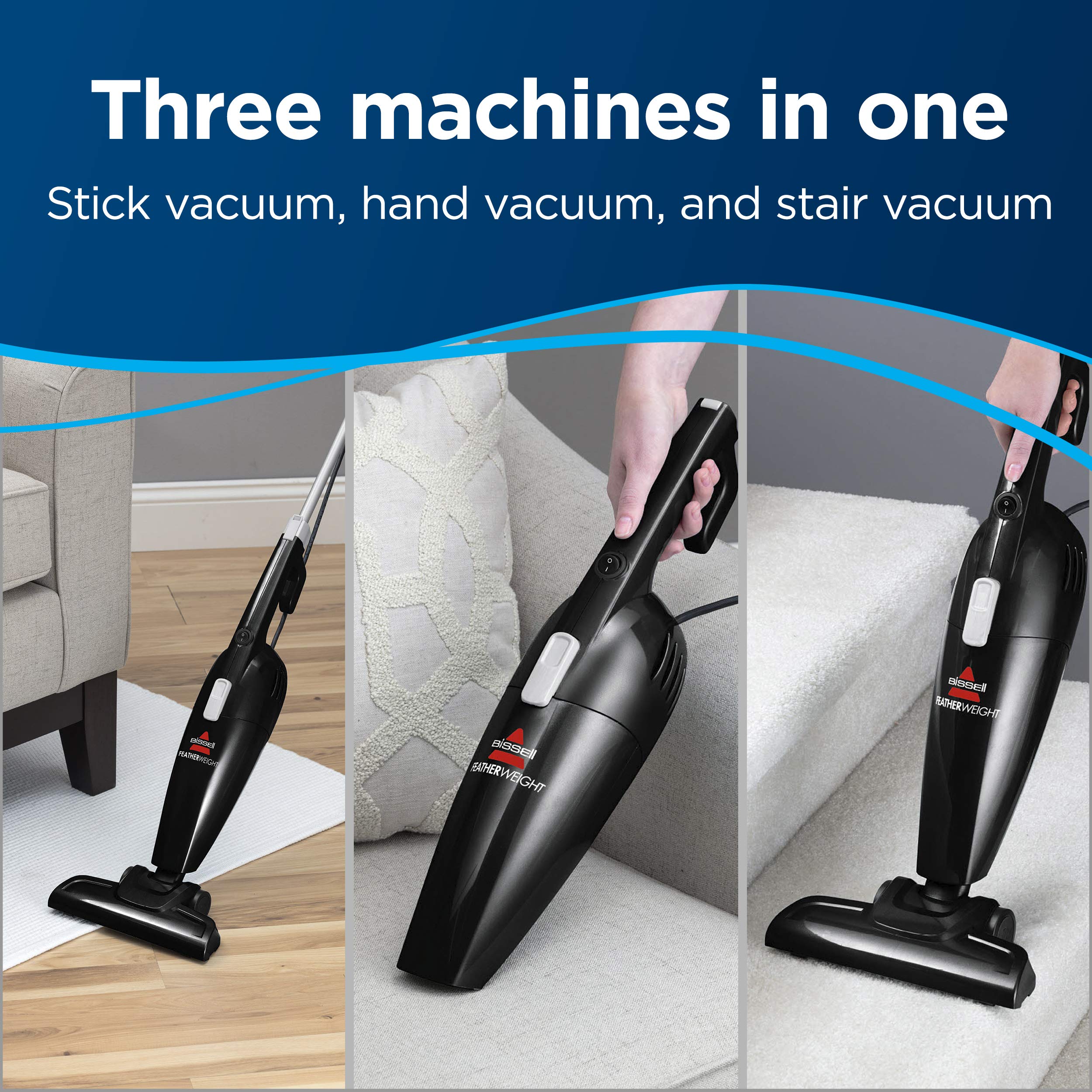 Bissell Featherweight Stick Lightweight Bagless Vacuum With Crevice Tool, 2033M, Black