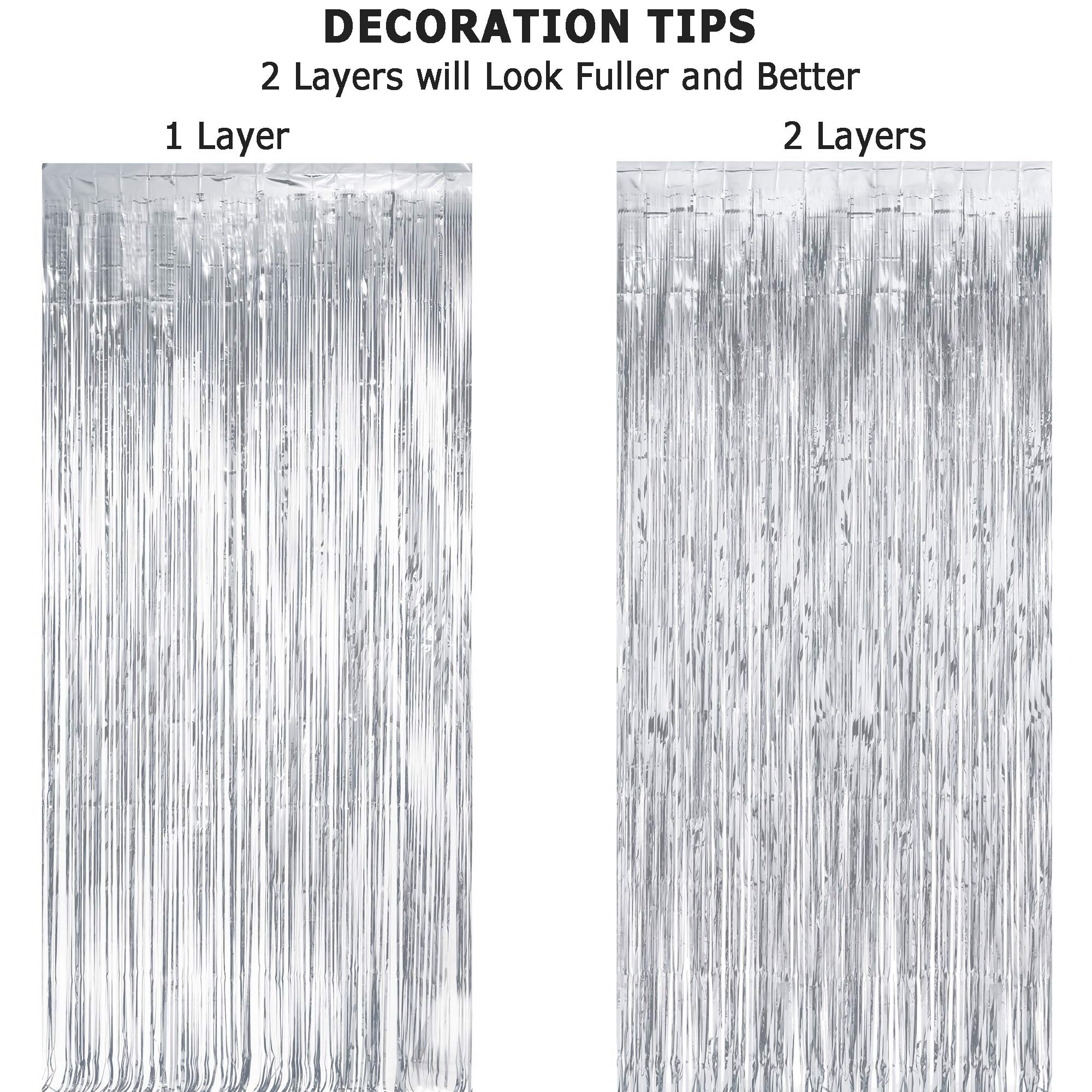 Silver Streamers Metallic Party Backdrop   Greatril Foil Fringe Tinsel Curtain For Birthdays/Prom/New Years/Graduations/Photo Bo