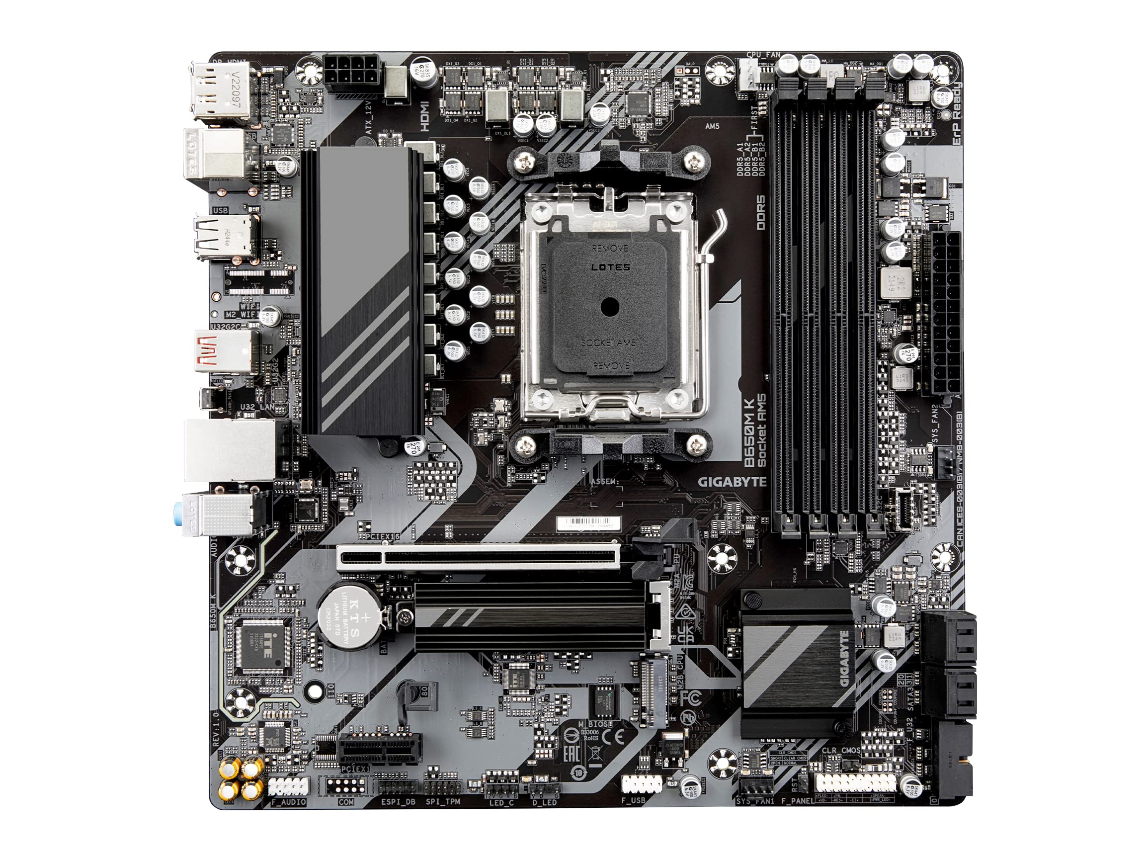Gigabyte B650M K (Am5/ Lga 1718/ Amd/ B650/ Micro-Atx/ 5-Year Warranty/ Ddr5/ 2X Pcie 4.0 M.2/ Pcie 4.0/ Usb 3.2 Gen2 Type-C/ 2.