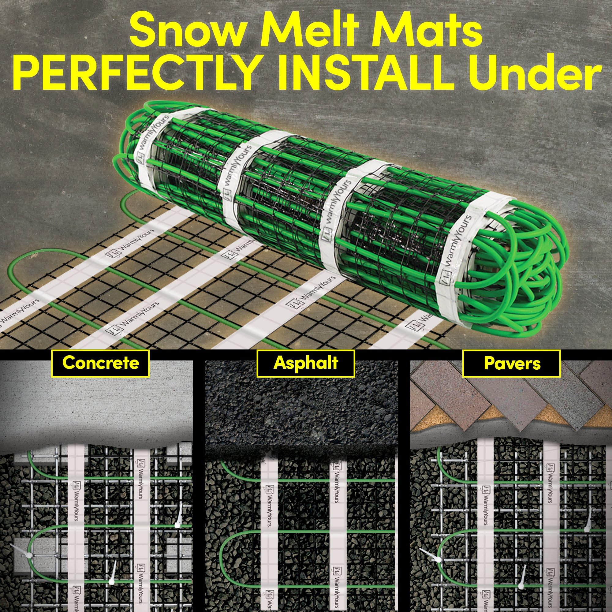 Warmlyyours 3X15 Ft. Electric Ice And Snow Melting Mat 120V 2250 Watts - Embedded Under Asphalt, Concrete, Or Pavers - Radiant H