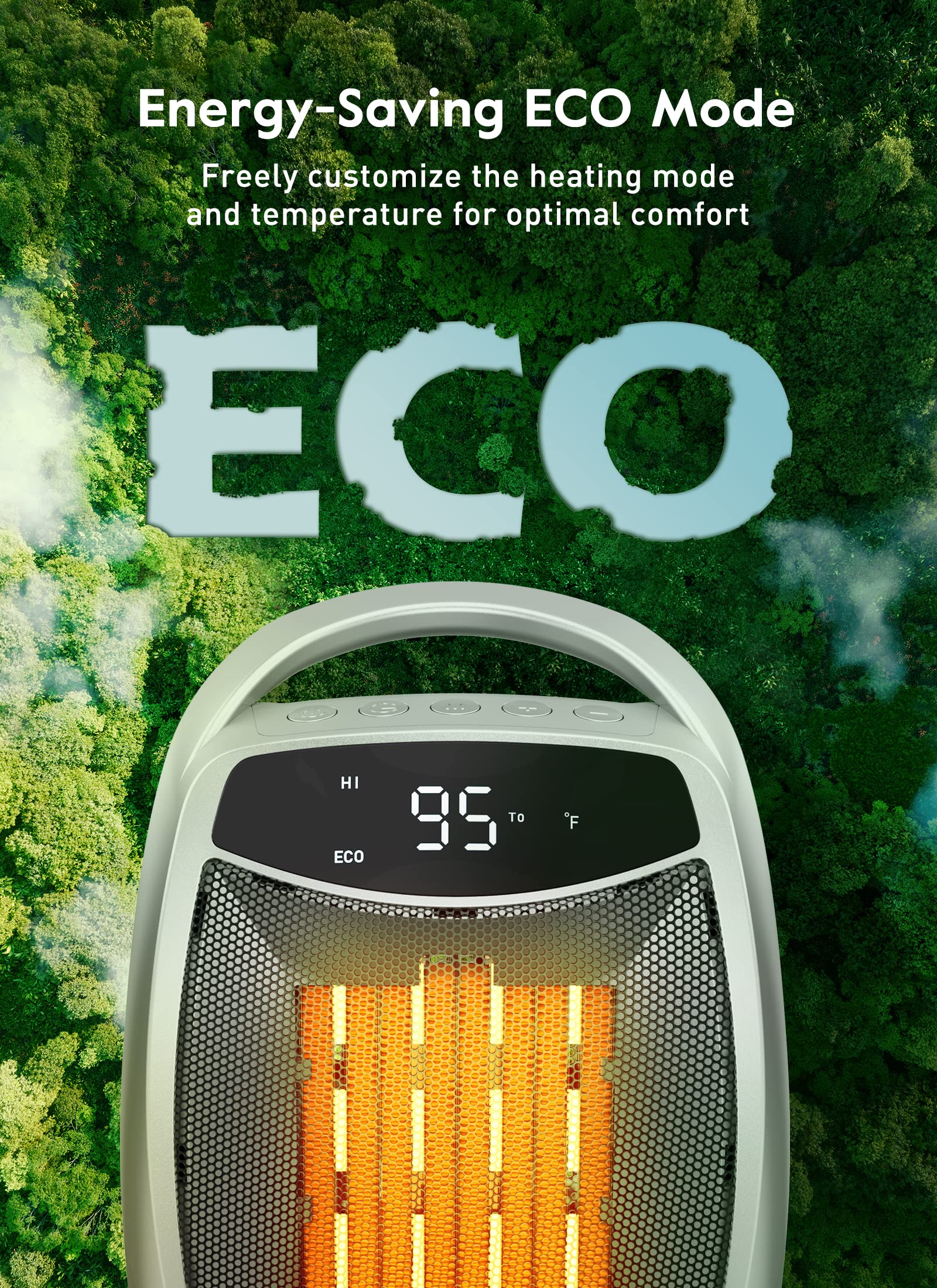 Portable Space Heater, Brightown 1500W Personal Electric Heater With Timer, 4 Modes Quiet Desk Heater, Overheating & Tip Over Pr