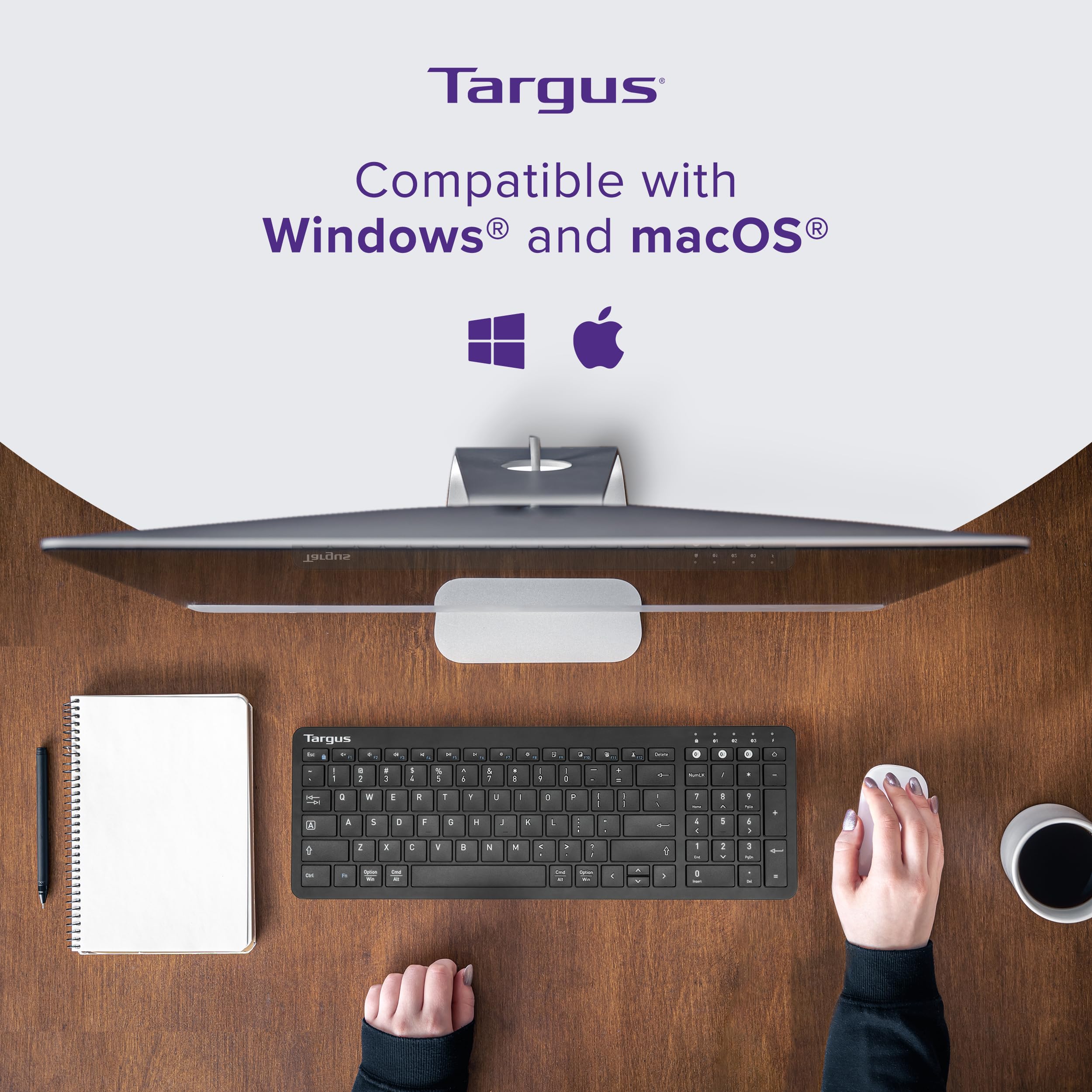 Targus Midsize Multi-Device Bluetooth Keyboard - Compatible With Chrome Os, Windows, Macos, Ios, And Android (Akb863Us)