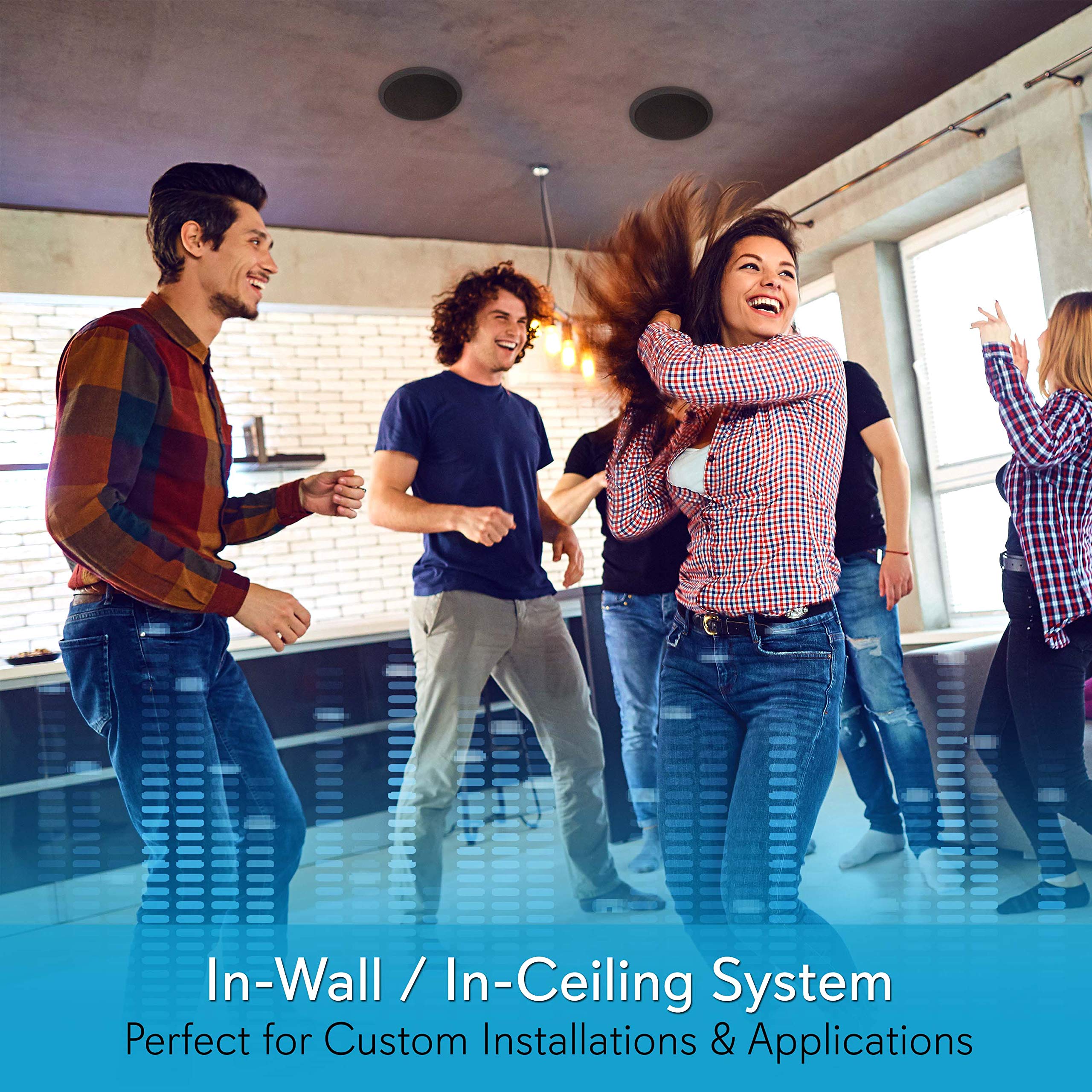 Pyle 8 Ceiling Wall Mount Speakers-Pair Of 2-Way Midbass Woofer Speaker 1/2 Polymer Dome Tweeter Flush Design W/50Hz-20Khz F