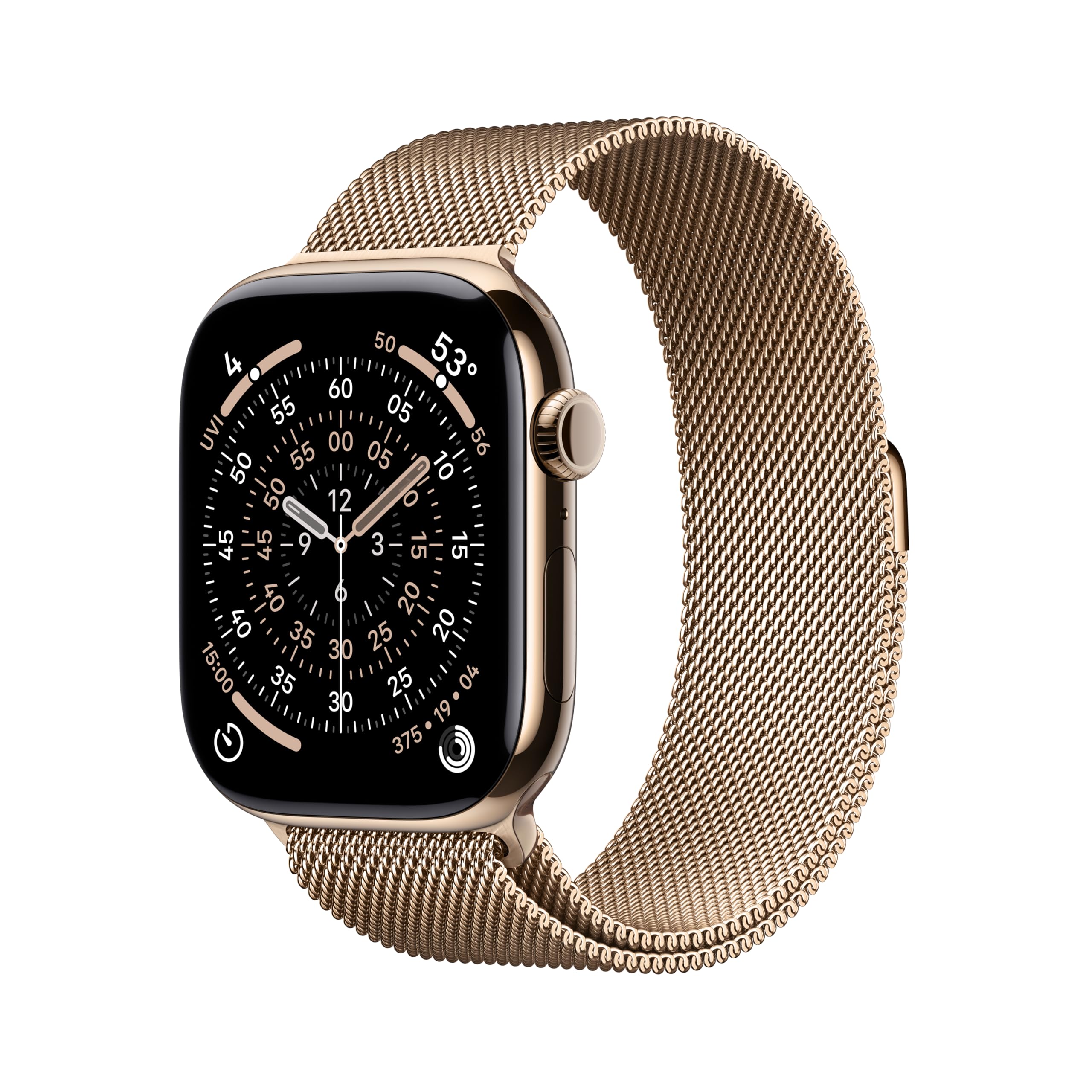 Apple Watch Series 11 [GPS + Cellular 46mm] Smartwatch with Gold Titanium Case with Gold Milanese Loop - S/M. Sleep Score, Fitne