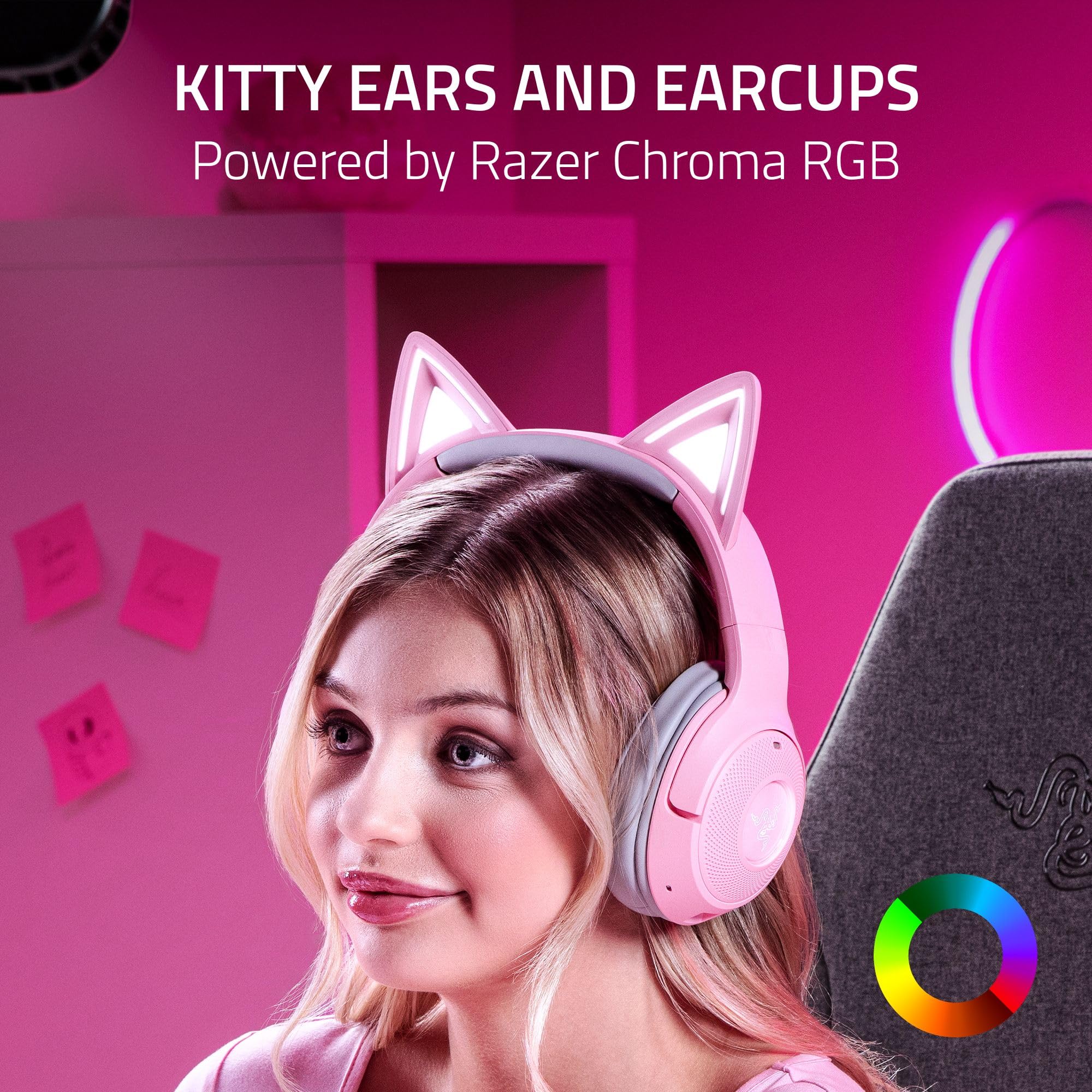 Razer Kraken Kitty V2 Bt Wireless Rgb Headset: Chroma Rgb Kitty Ears & Earcups   Bluetooth 5.2 40 Mm Drivers   Noise Cancelling