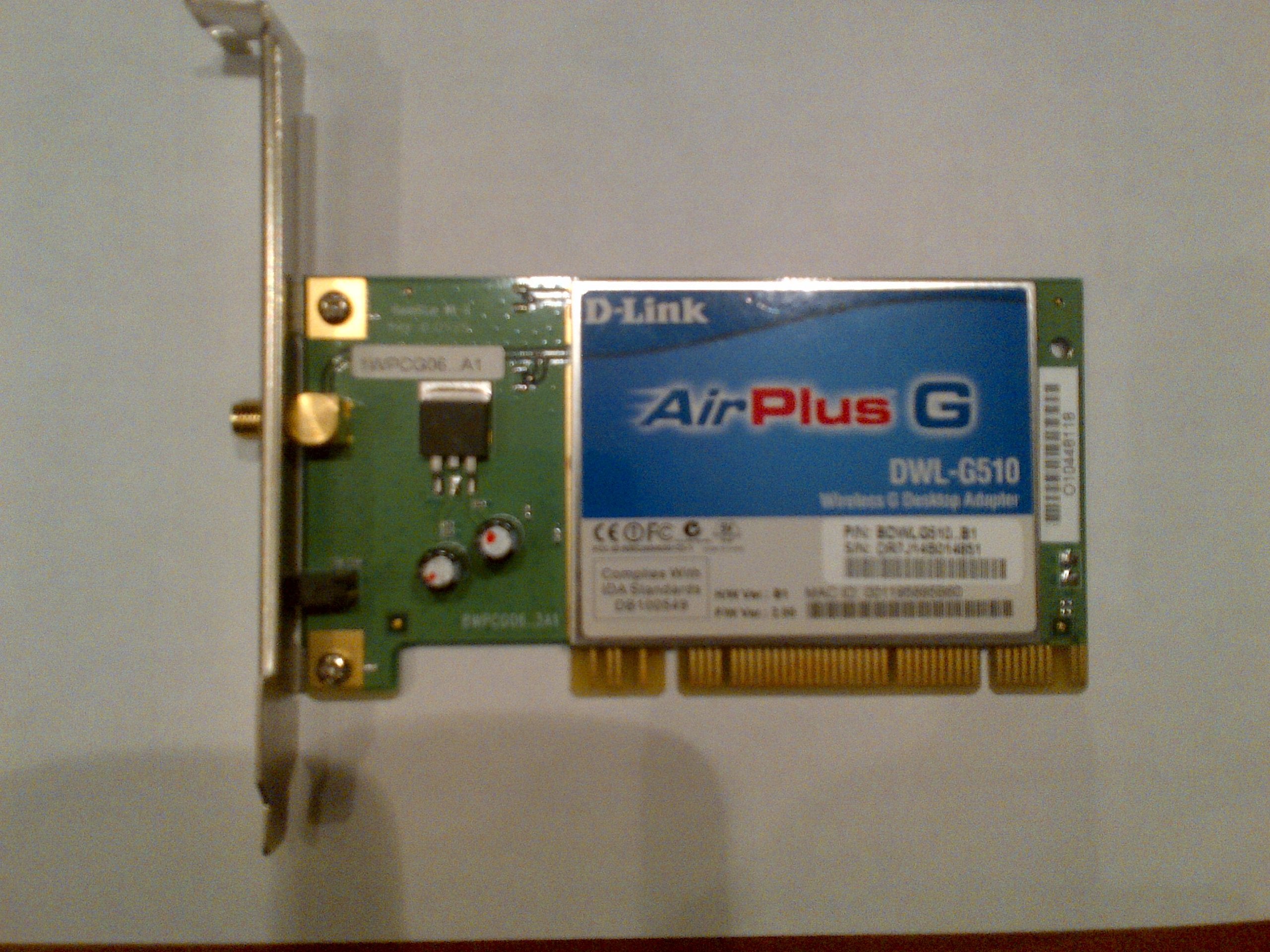 D-Link Dwl-G510 Wireless Pci Adapter, 802.11G, 54 Mbps