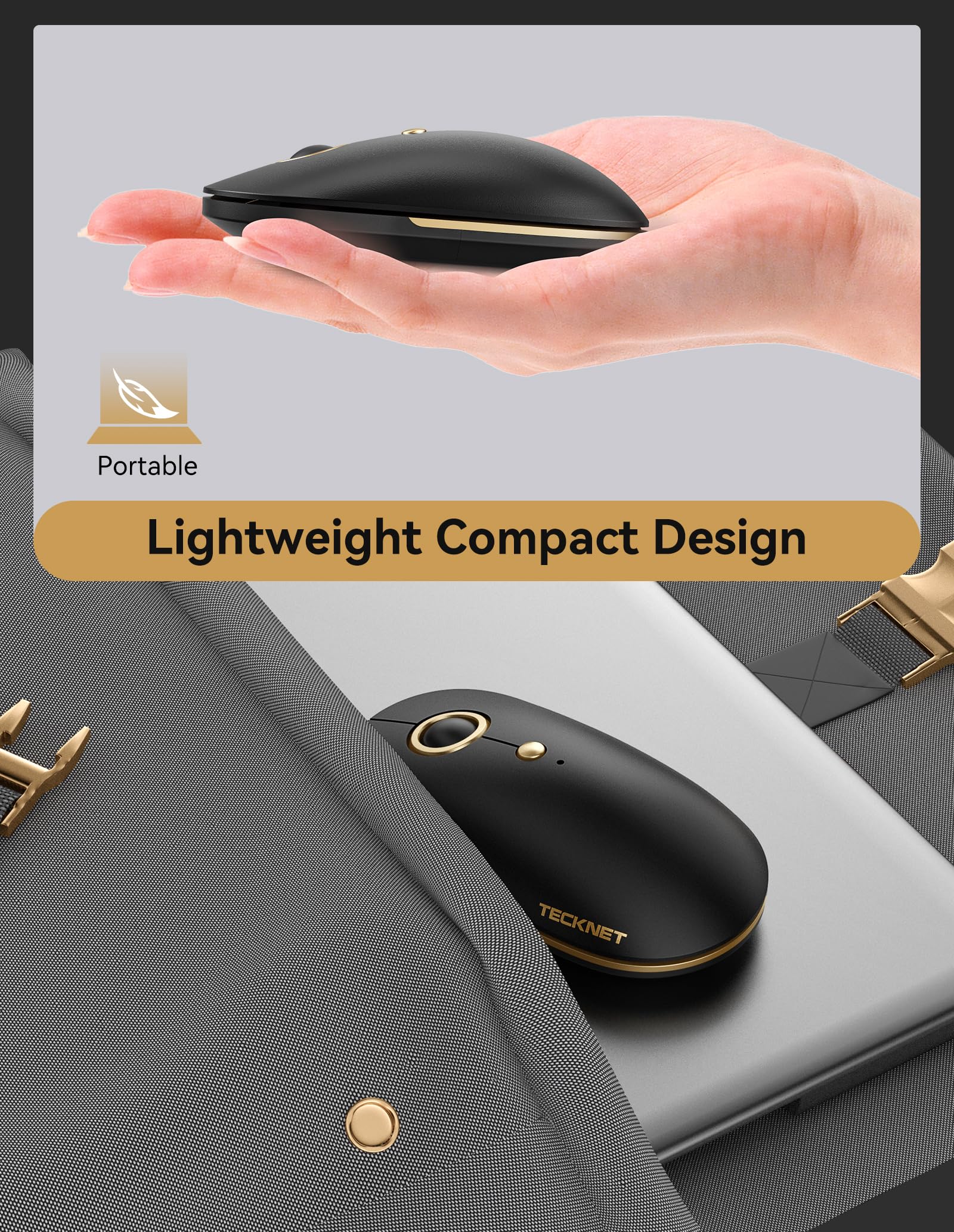 Tecknet Computer Mouse, Silent Mouse Wireless, 2.4Ghz Usb A Wireless Mouse, 4800 Dpi Ambidextrous Quiet Click Mouse For Travel,