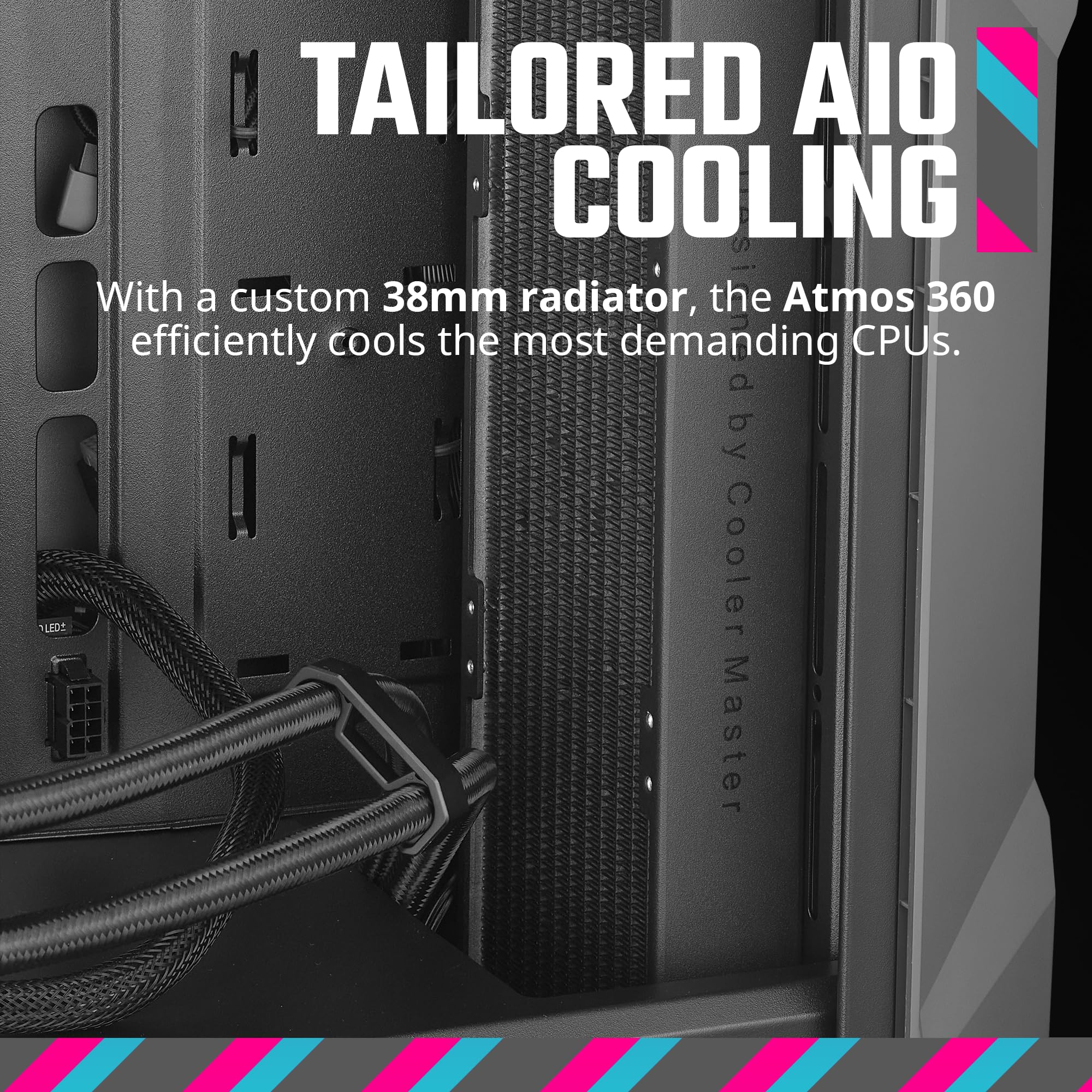 Cooler Master Td500 Max Atx Mid Tower Case, Custom Atmos 360 Max Aio, Gx Ii Gold 850W Atx 3.0 Psu, Mobius 120P Argb Pwm Fan, Typ