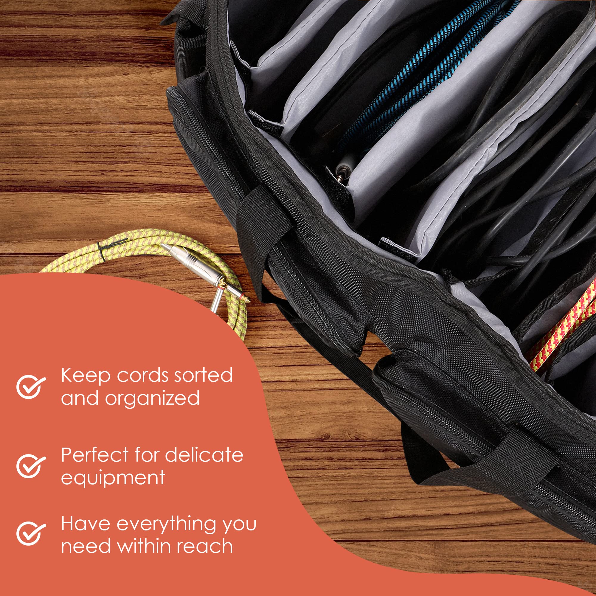 Gig Bag, Dj Gig Bag, Musicians Equipment Case, Music Cable Organizer, Musical Equipment Gear, Wire File Management For Cords, Ac