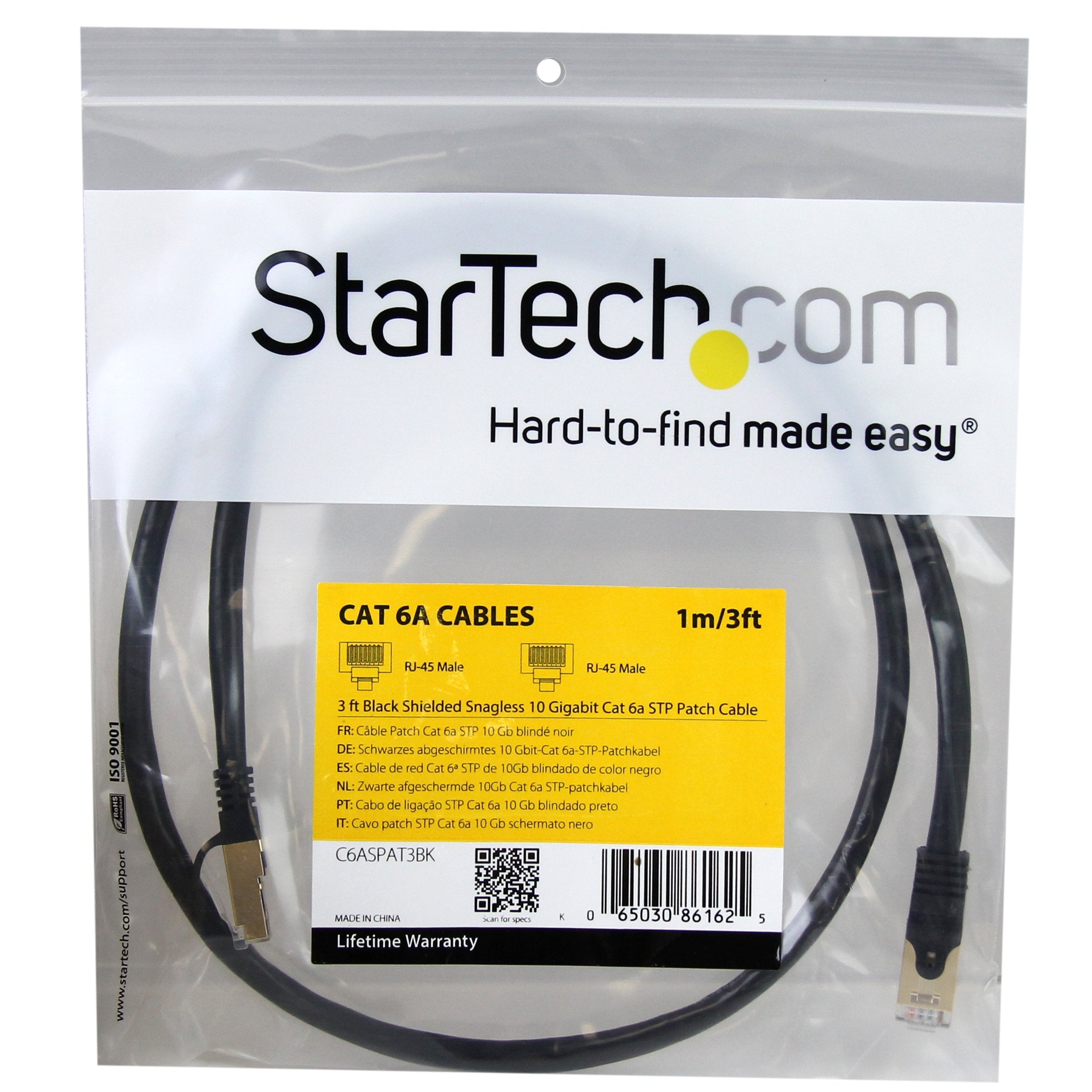 Startech.Com 3Ft Cat6A Ethernet Cable   10 Gigabit Shielded Snagless Rj45 100W Poe Patch Cord   10Gbe Stp Network Cable Wstrain