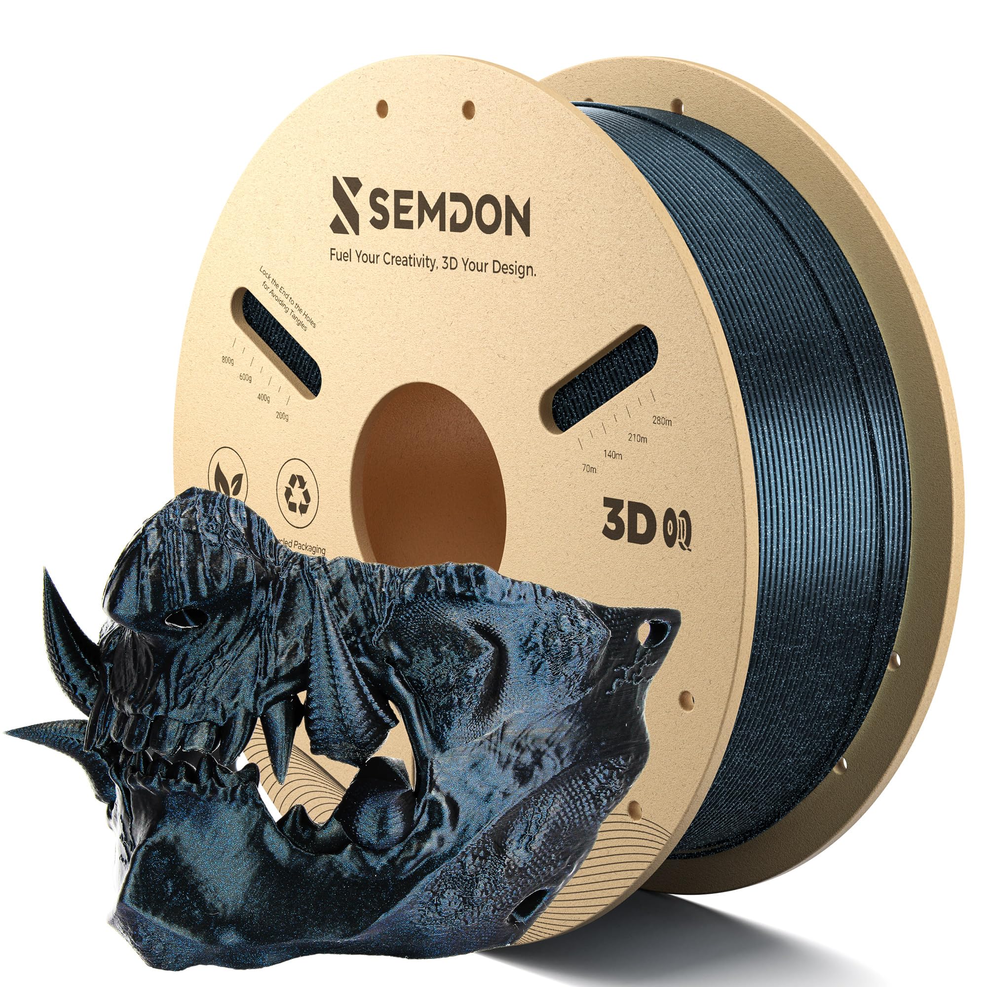 PLA Filament 1.75mm, Silk Gradient Galaxy 1KG - Starry Sky Blue Silver Color, SEMDON Anti-Warp & Anti-Clog, 0.02mm for Ender 3, 