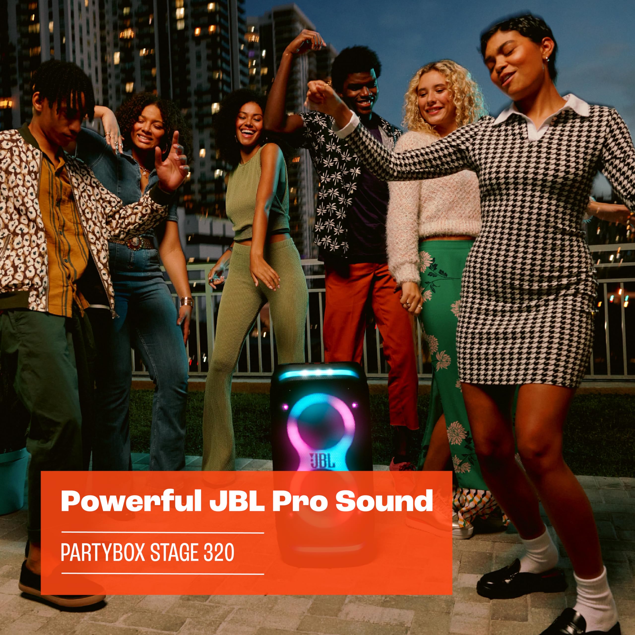 Jbl Partybox Stage 320 - Portable Party Speaker With Telescopic Handle & Wide, Sturdy Wheels, Powerful Jbl Pro Sound, Futuristic